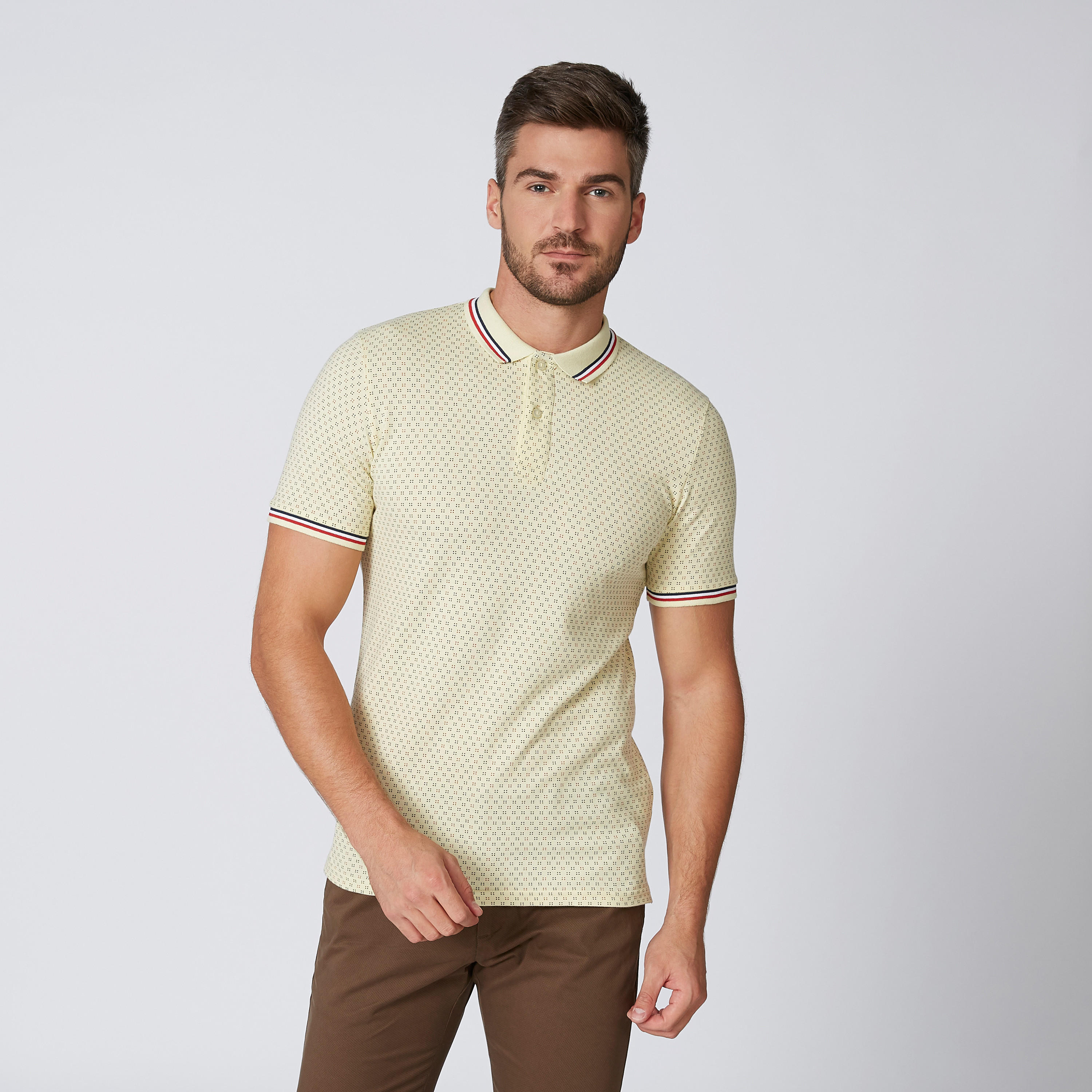 تيشيرت مستدامة بولو سليم بأكمام قصيرة وطبعات-men-clothing-tshirtsandpolos-polos-image-1