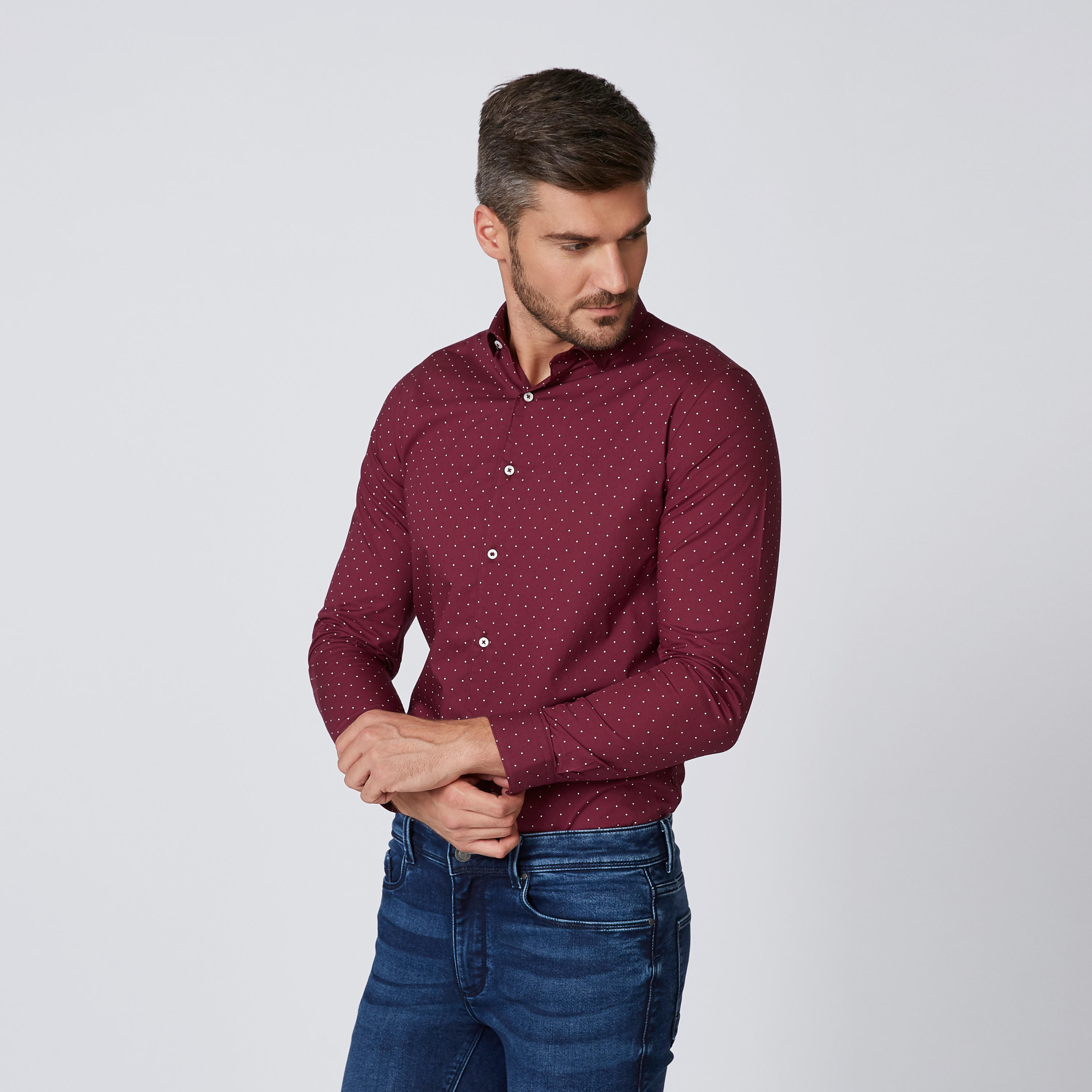Sustainable Printed Shirt with Long Sleeves and Complete Placket-men-clothing-shirts-image-1
