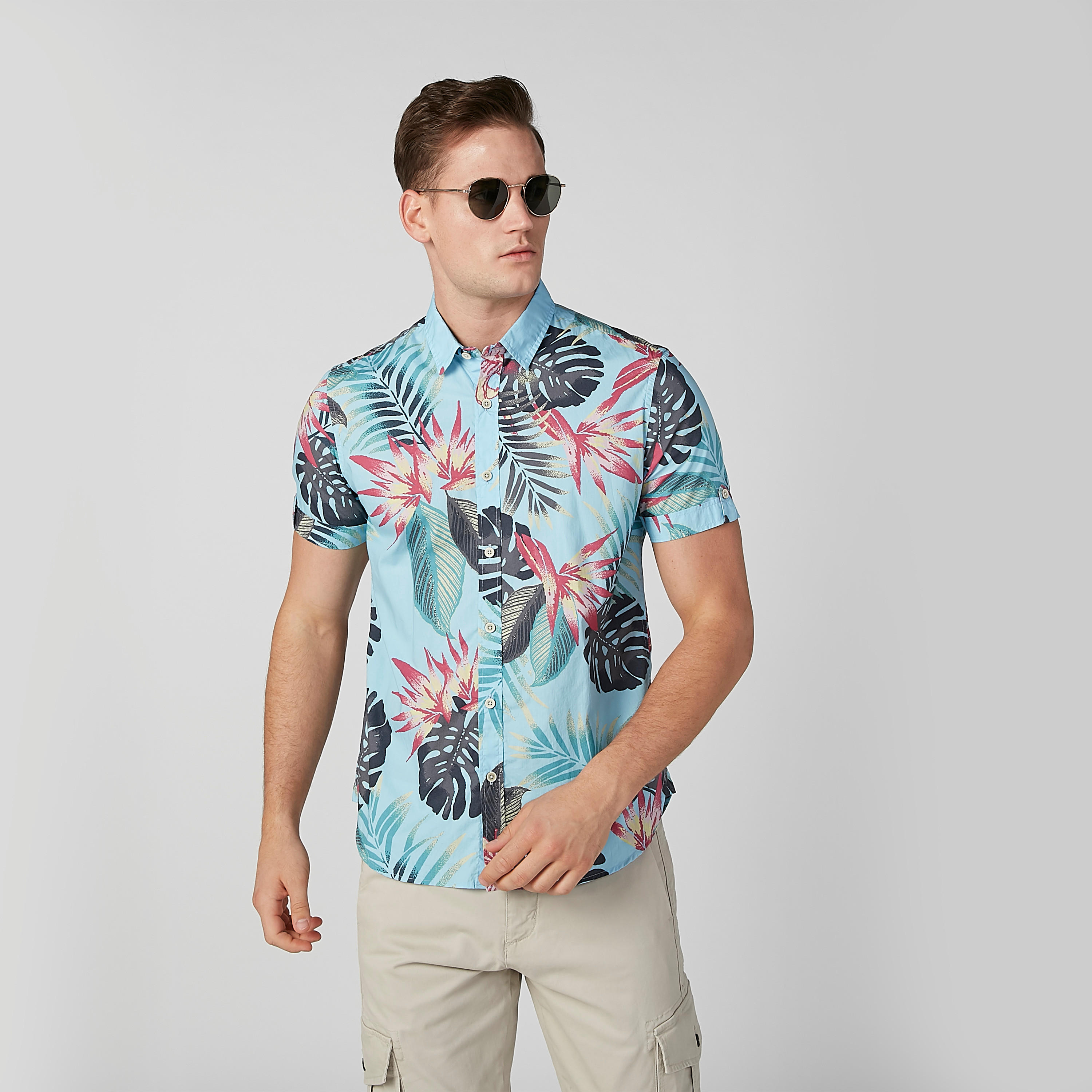 قميص مستدام سليم بأكمام قصيرة وطبعات-men-clothing-shirts-image-2