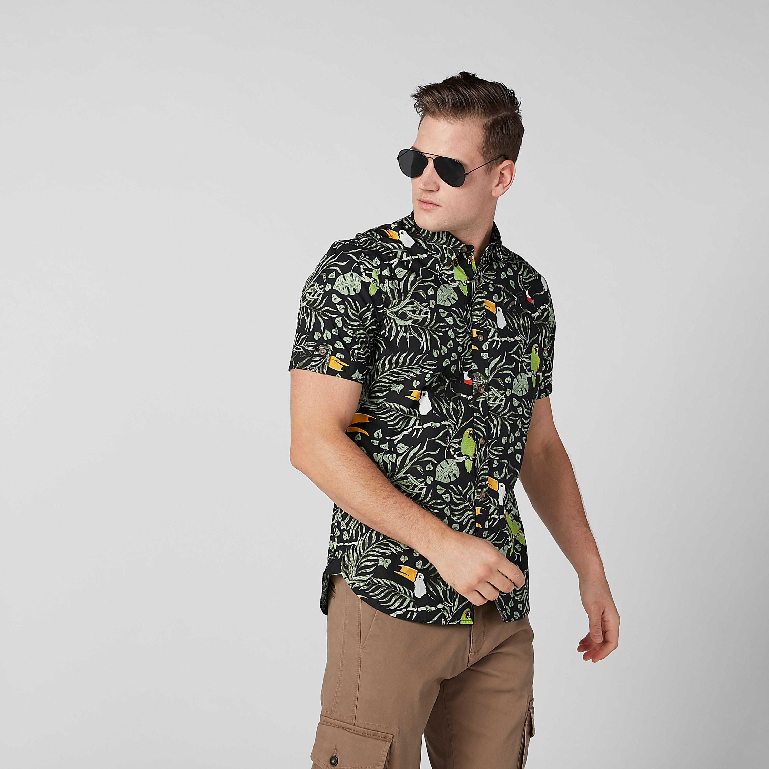 قميص مستدام سليم بأكمام قصيرة وطبعات -men-clothing-shirts-image-3