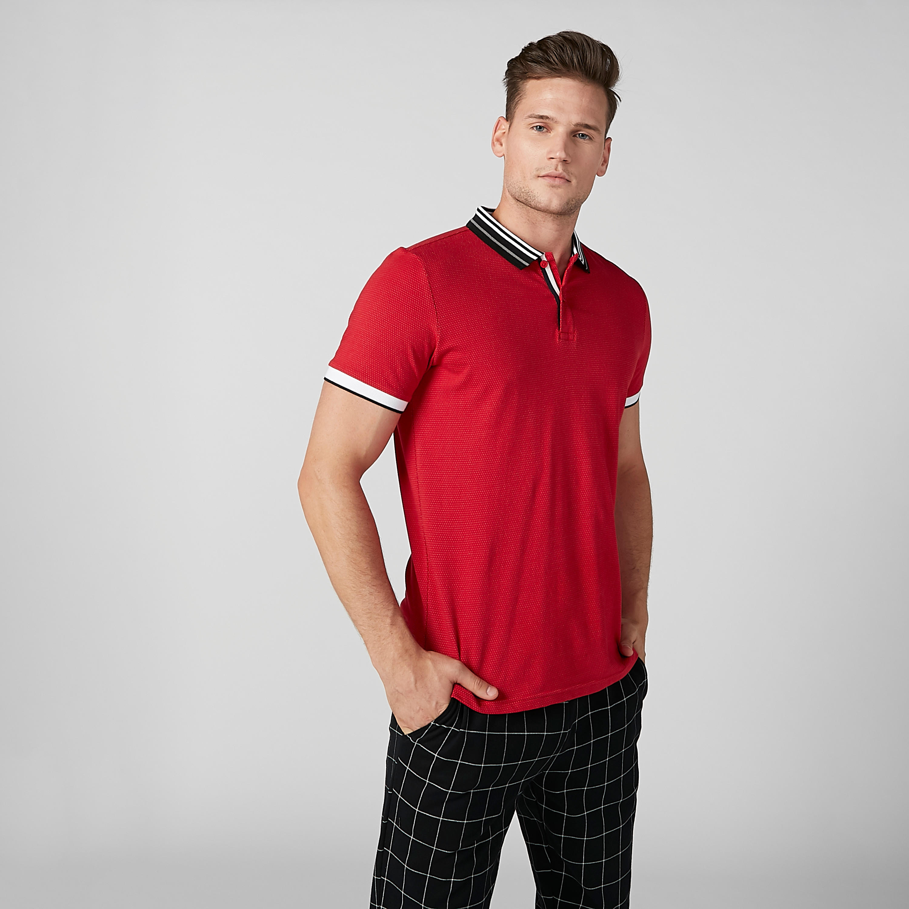تيشيرت مستدام بولو سليم بارز الملمس  -men-clothing-tshirtsandpolos-polos-image-12