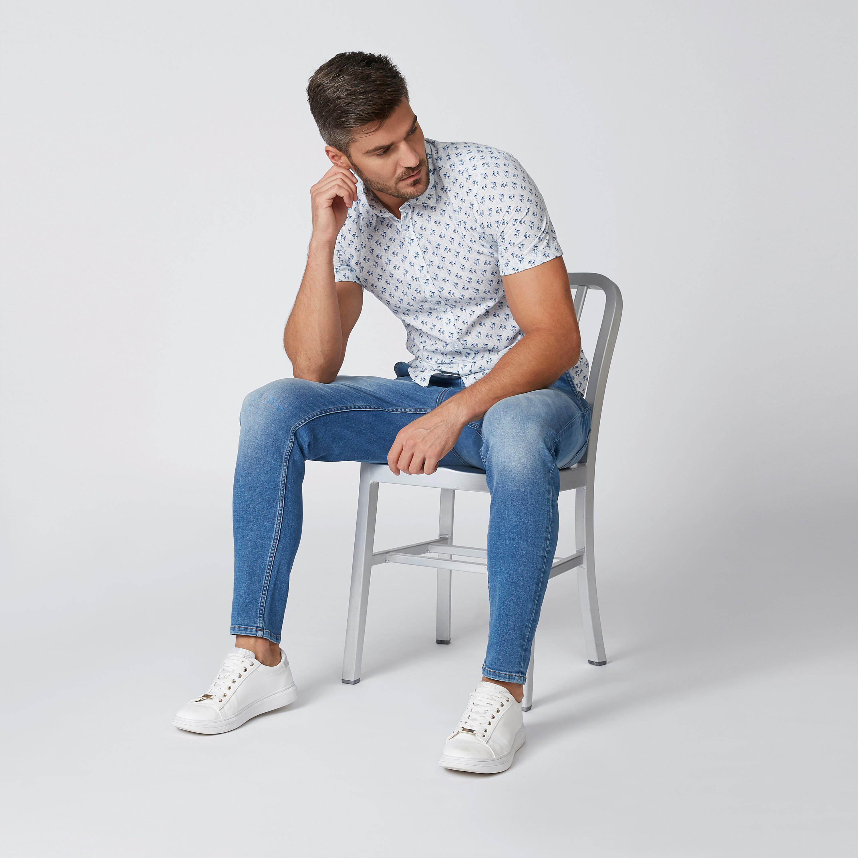 قميص مستدام سليم بأكمام قصيرة وطبعات -men-clothing-shirts-image-3