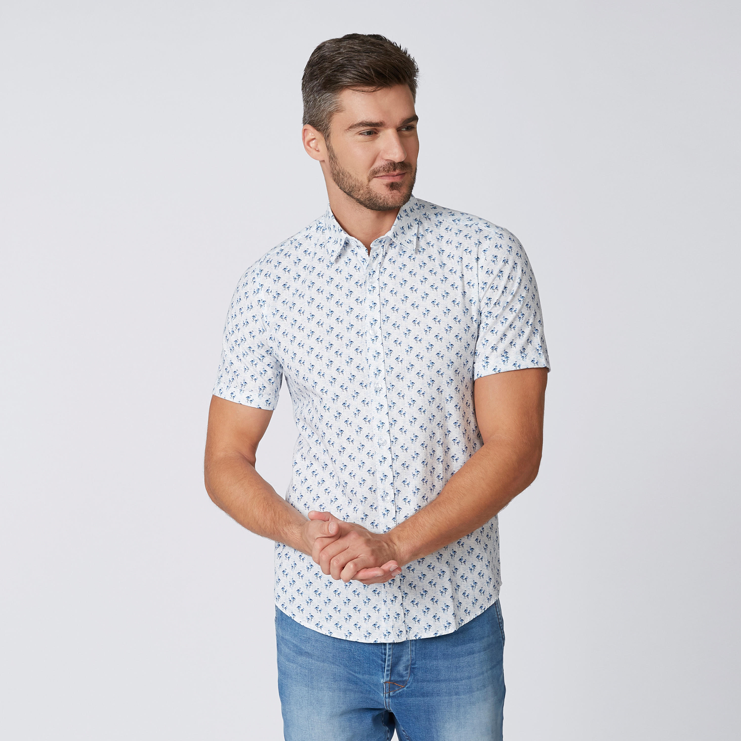 قميص مستدام سليم بأكمام قصيرة وطبعات -men-clothing-shirts-image-4
