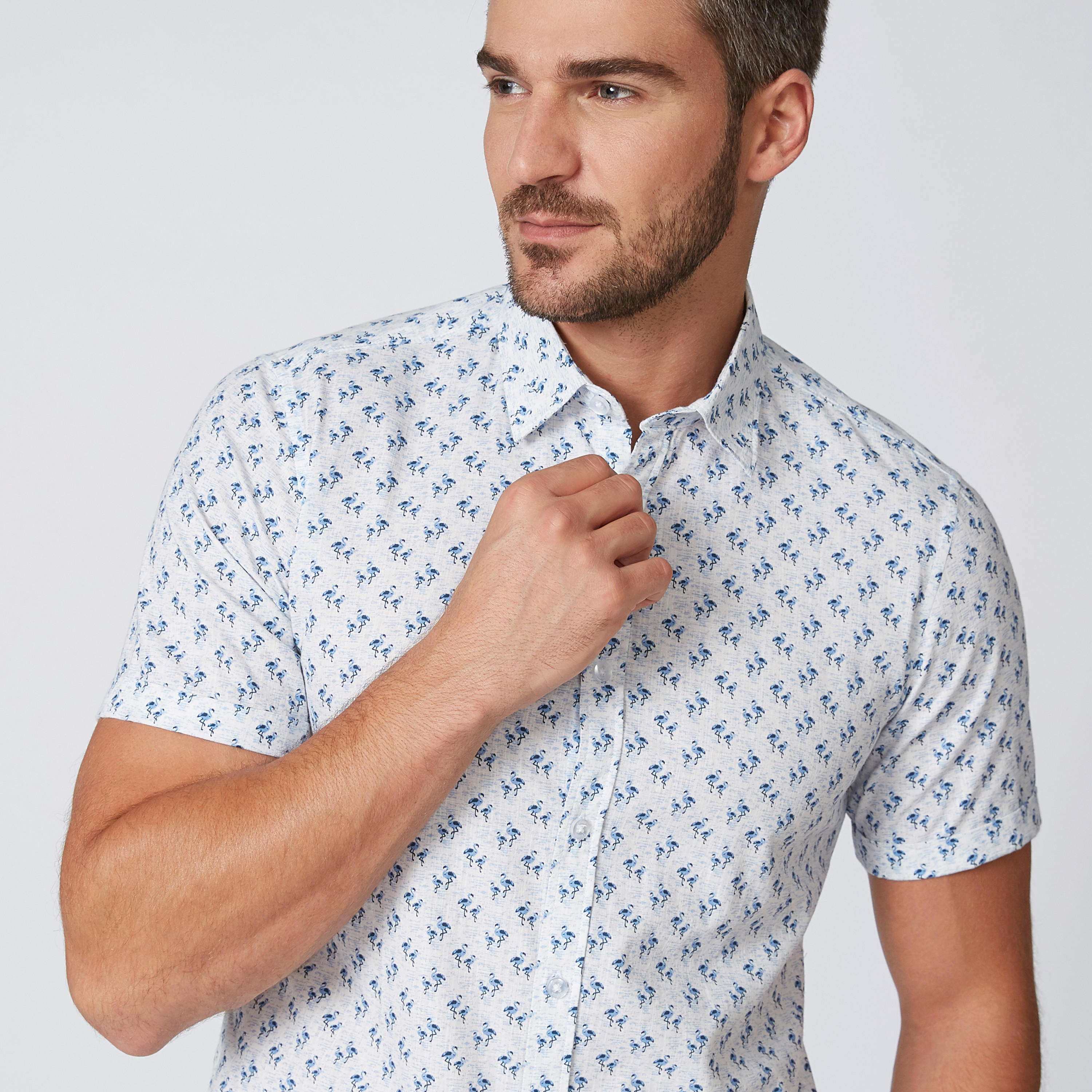 قميص مستدام سليم بأكمام قصيرة وطبعات -men-clothing-shirts-image-5