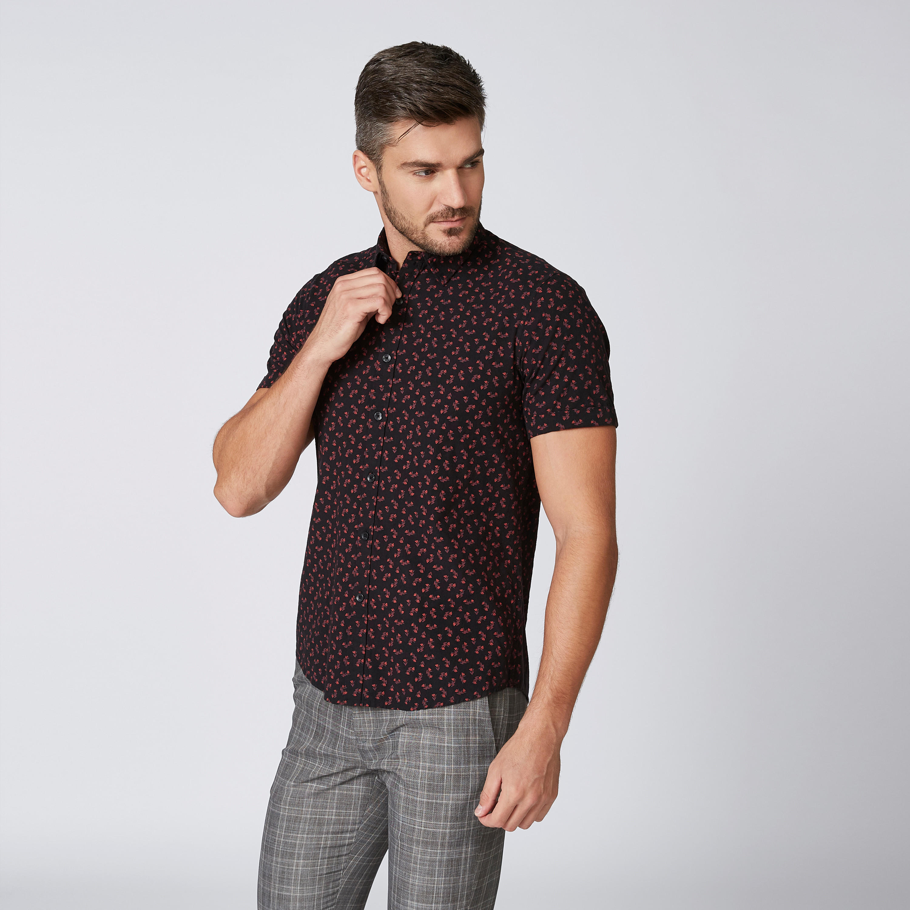قميص مستدام سليم بأكمام قصيرة وطبعات-men-clothing-shirts-image-4