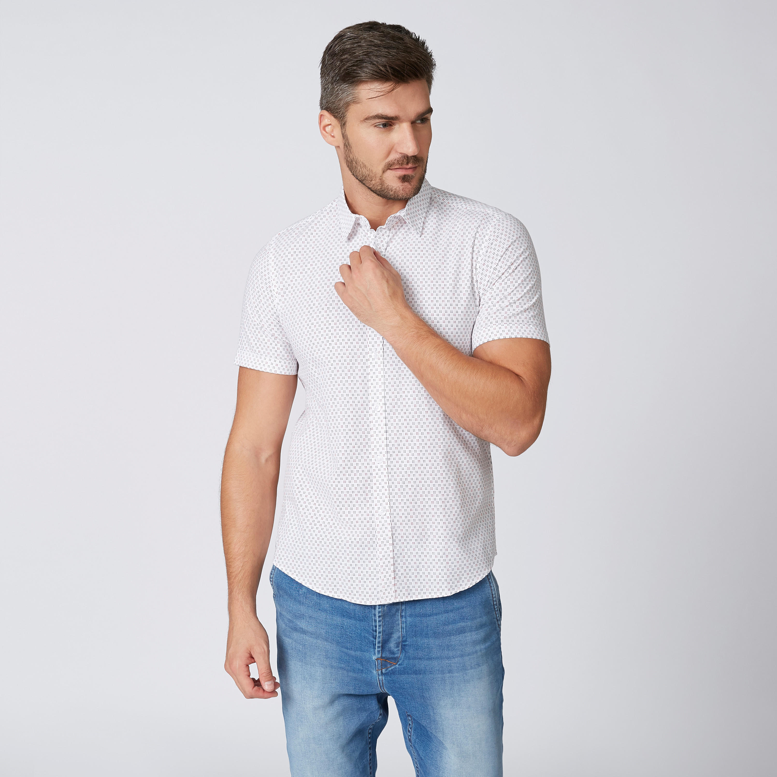 قميص مستدام سليم بأكمام قصيرة وطبعات-men-clothing-shirts-image-1