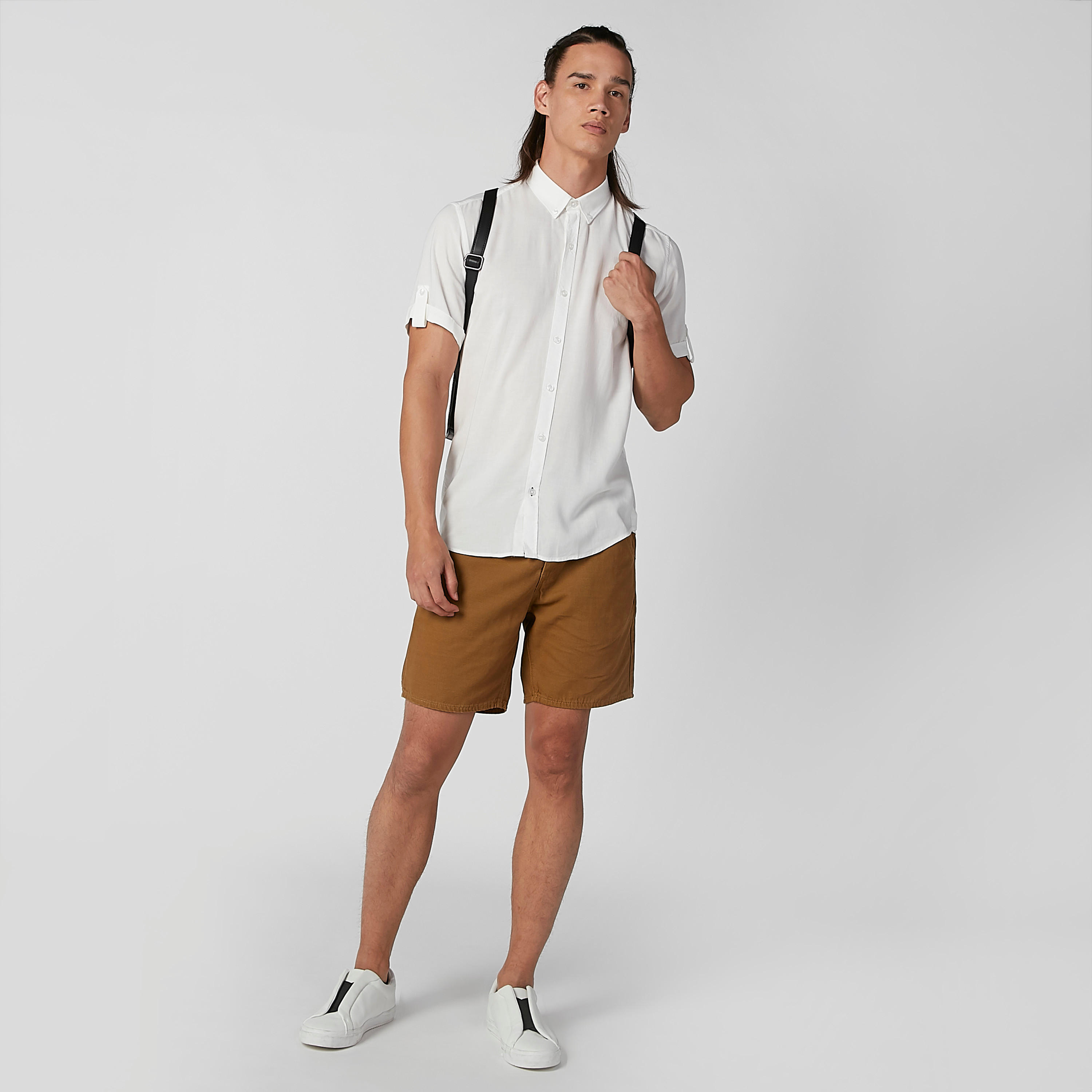 قميص مستدام سليم مستدام سادة بأكمام قصيرة -men-clothing-shirts-image-1