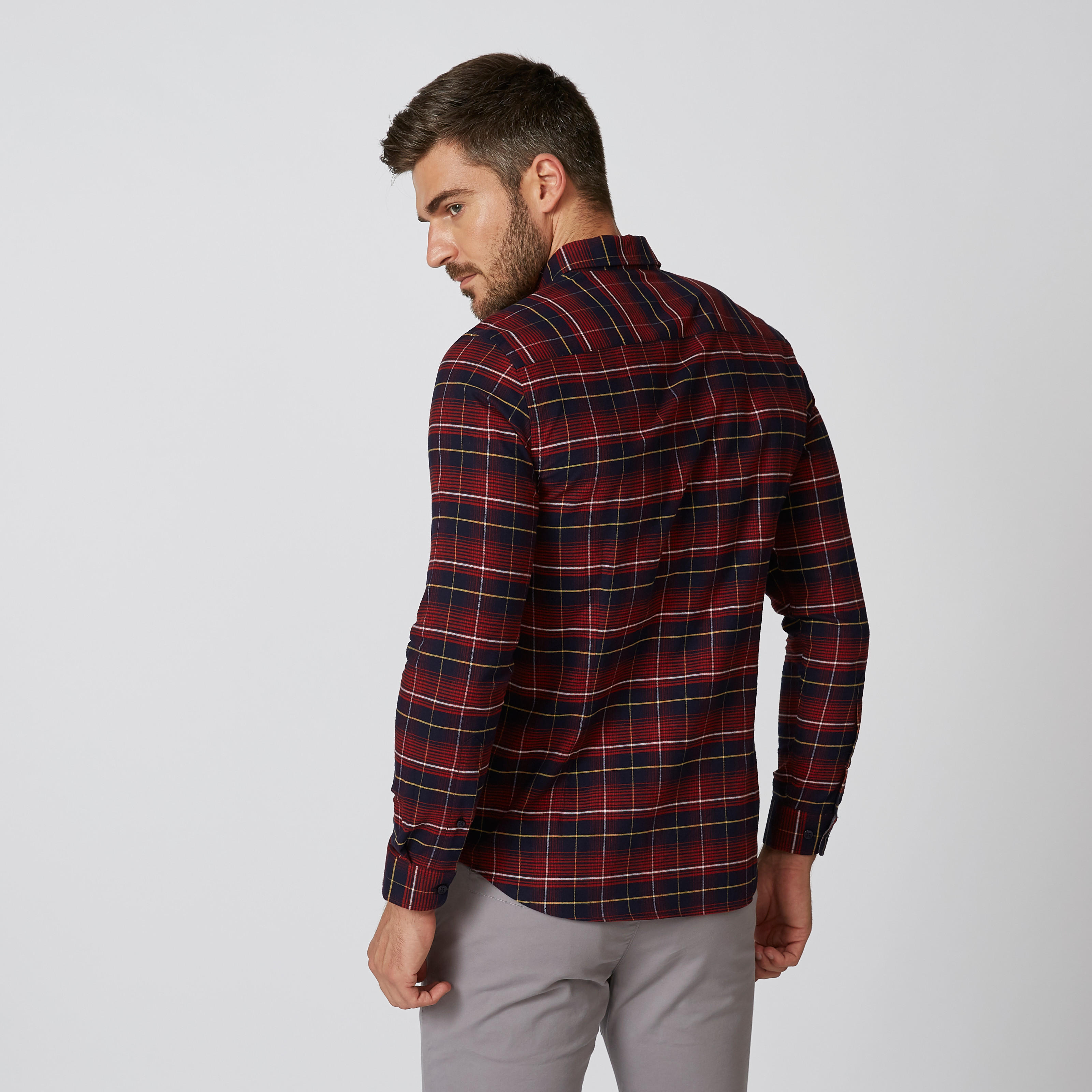 قميص مستدام كاروهات سليم بأكمام طويلة -men-clothing-shirts-image-3