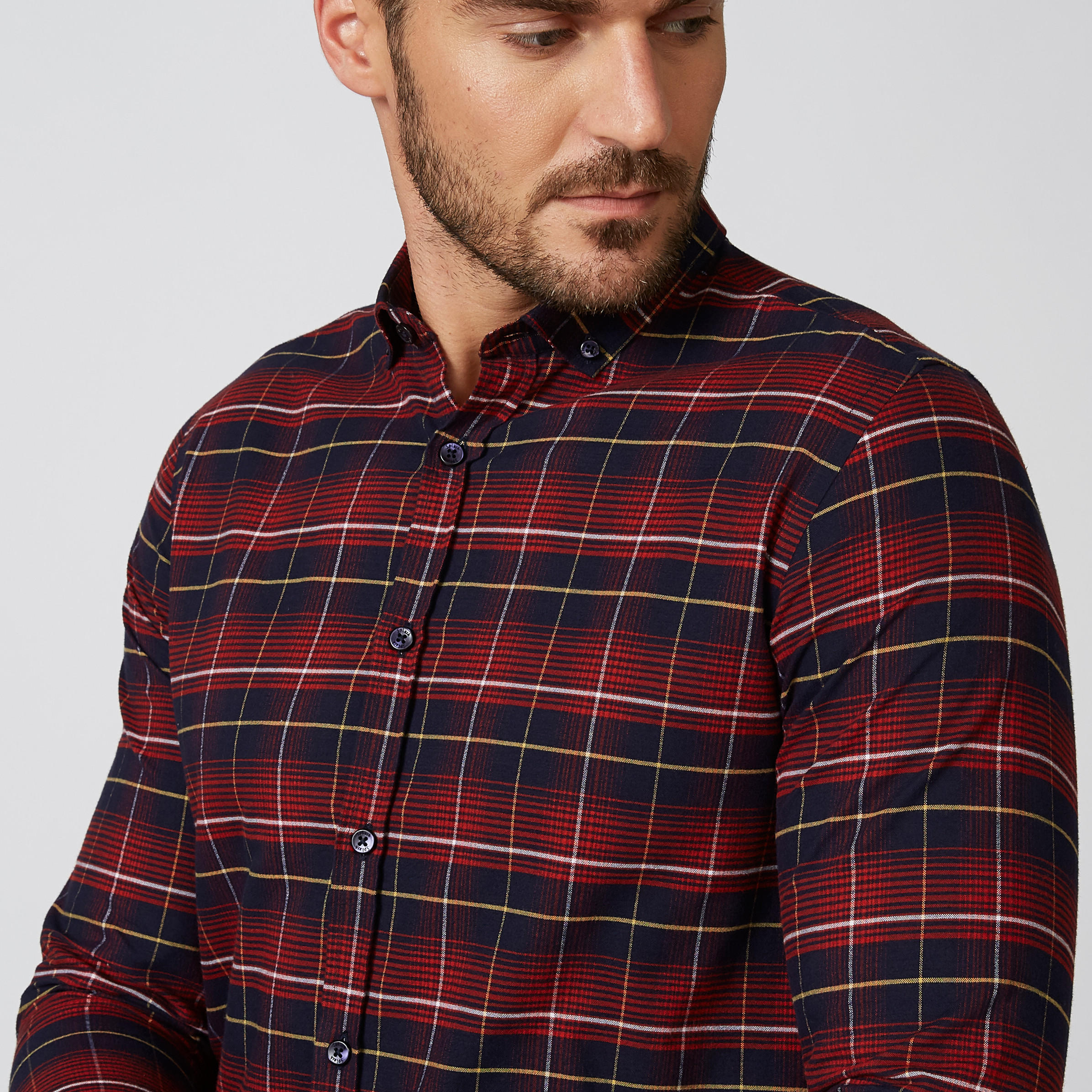 قميص مستدام كاروهات سليم بأكمام طويلة -men-clothing-shirts-image-4