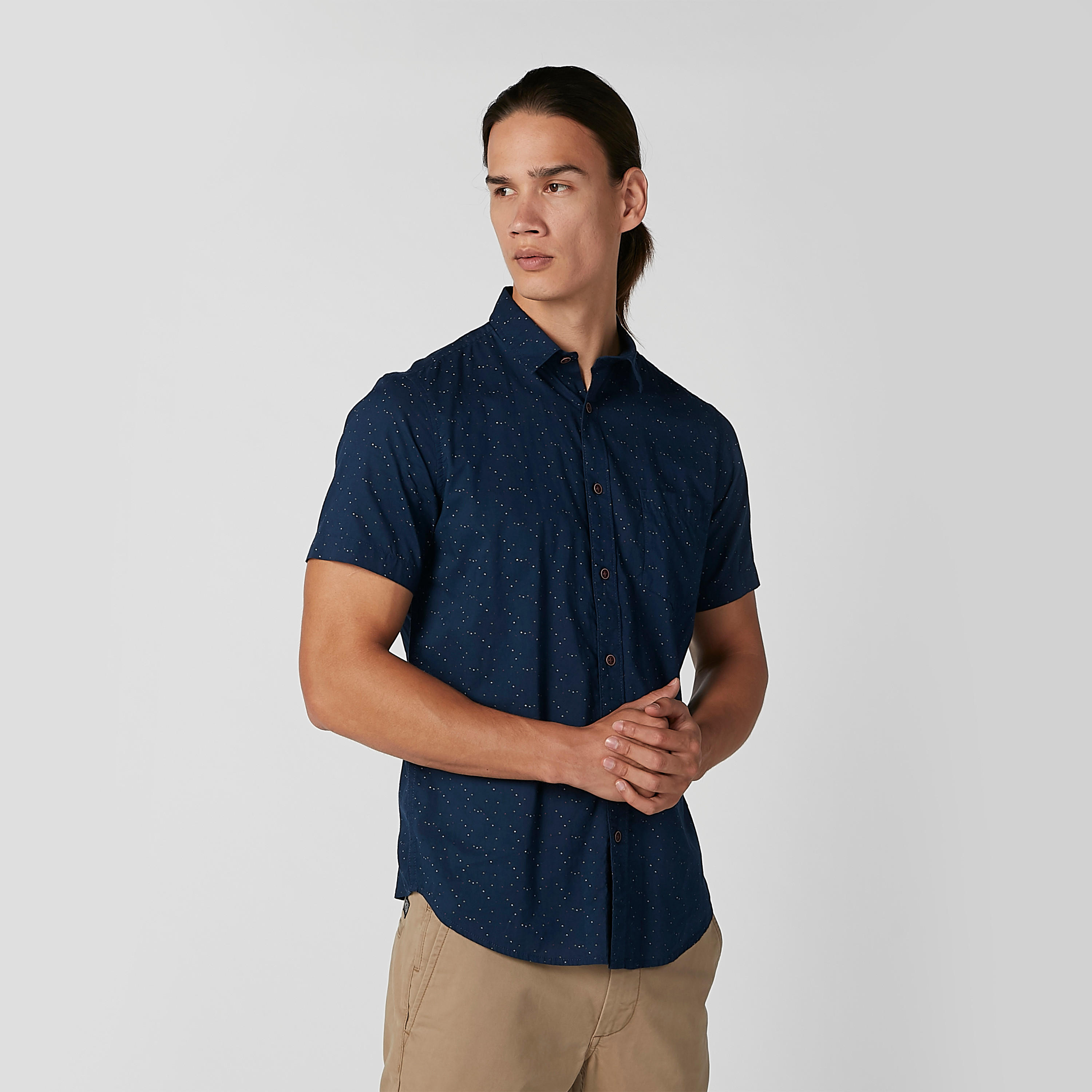Sustainable Slim Fit Printed Shirt with Short Sleeves-men-clothing-shirts-image-2