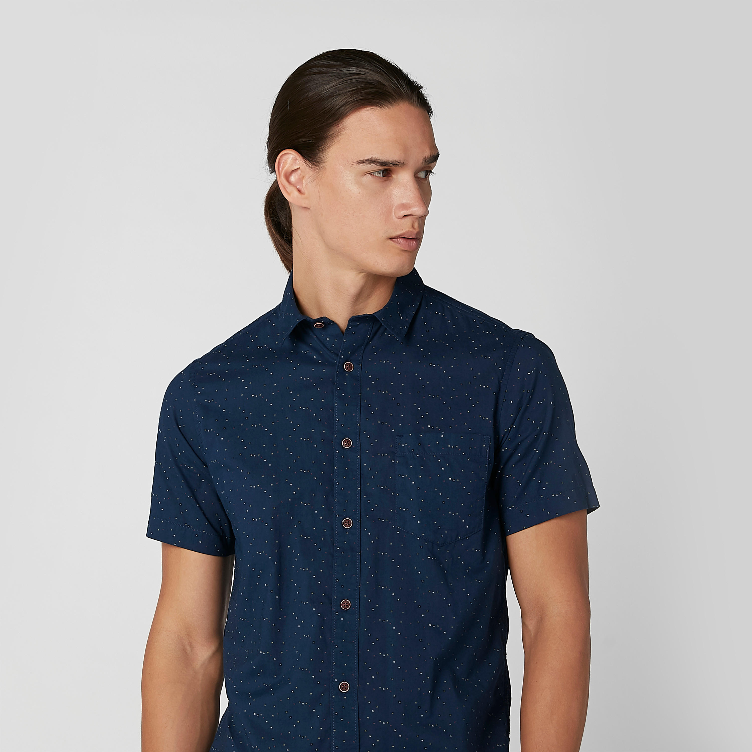 Sustainable Slim Fit Printed Shirt with Short Sleeves-men-clothing-shirts-image-3