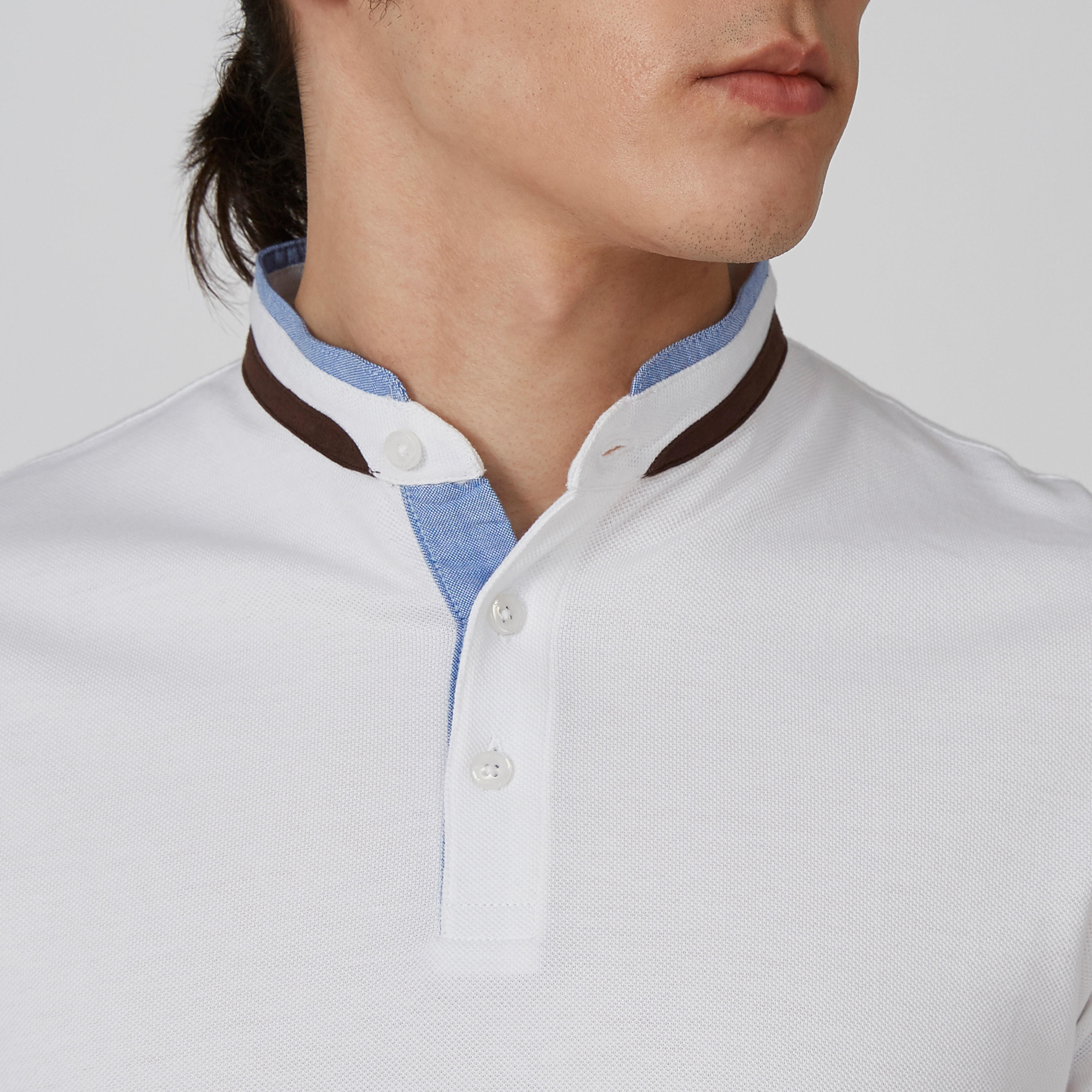 تي شيرت سادة بياقة ماندارين وأكمام قصيرة-men-clothing-tshirtsandpolos-polos-image-2