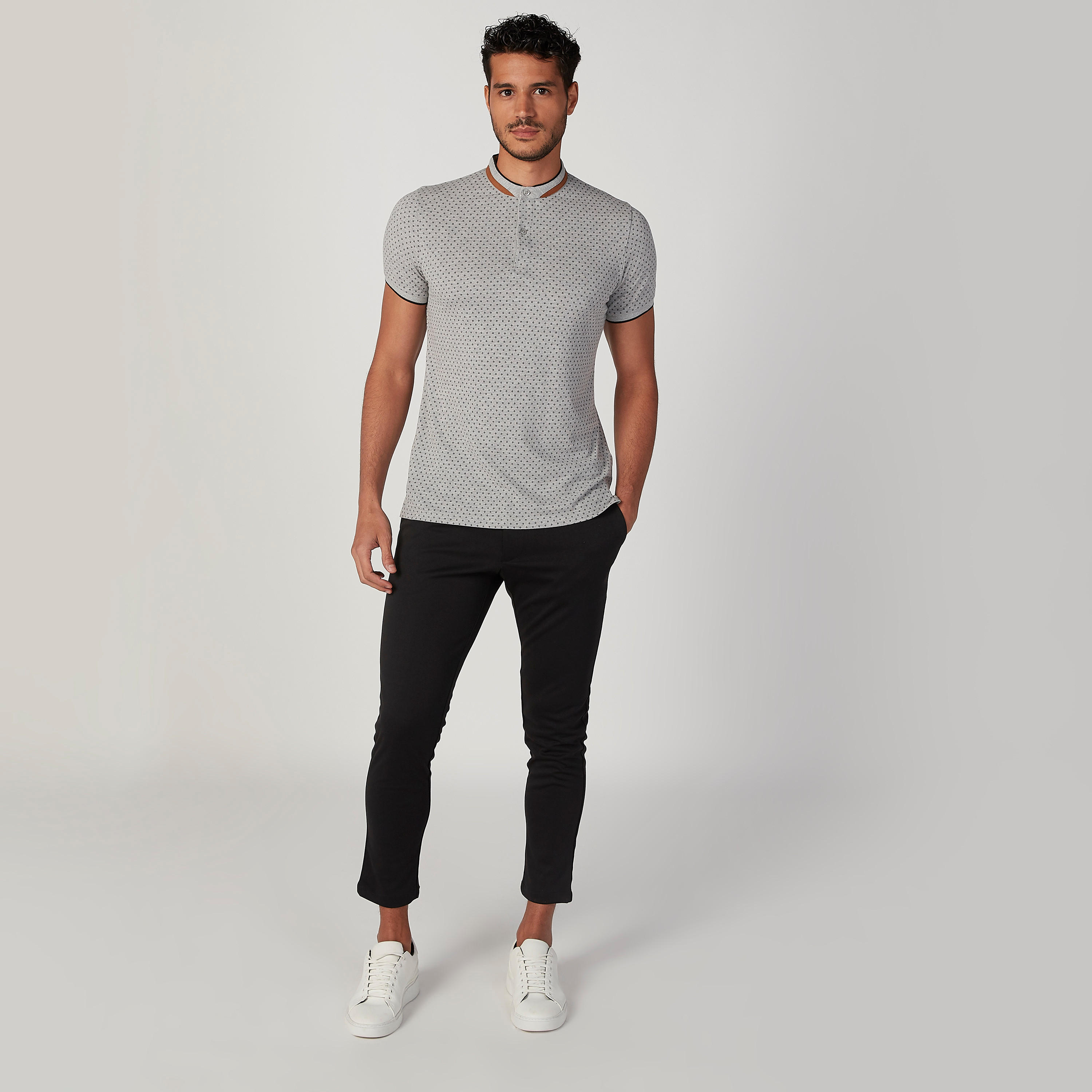 Sustainable Slim Fit Printed T-shirt with Mandarin Collar-men-clothing-tshirtsandpolos-polos-image-2