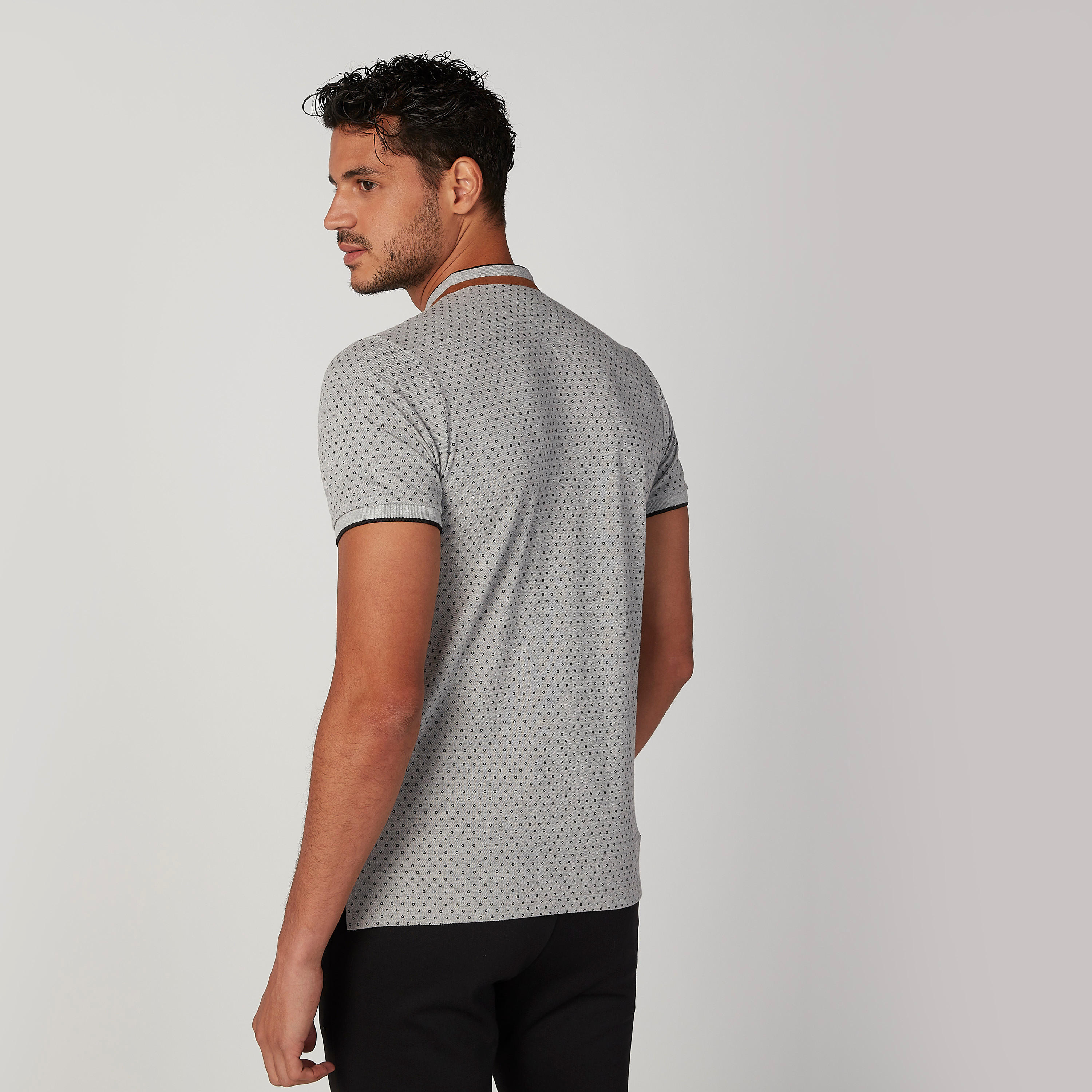 Sustainable Slim Fit Printed T-shirt with Mandarin Collar-men-clothing-tshirtsandpolos-polos-image-4