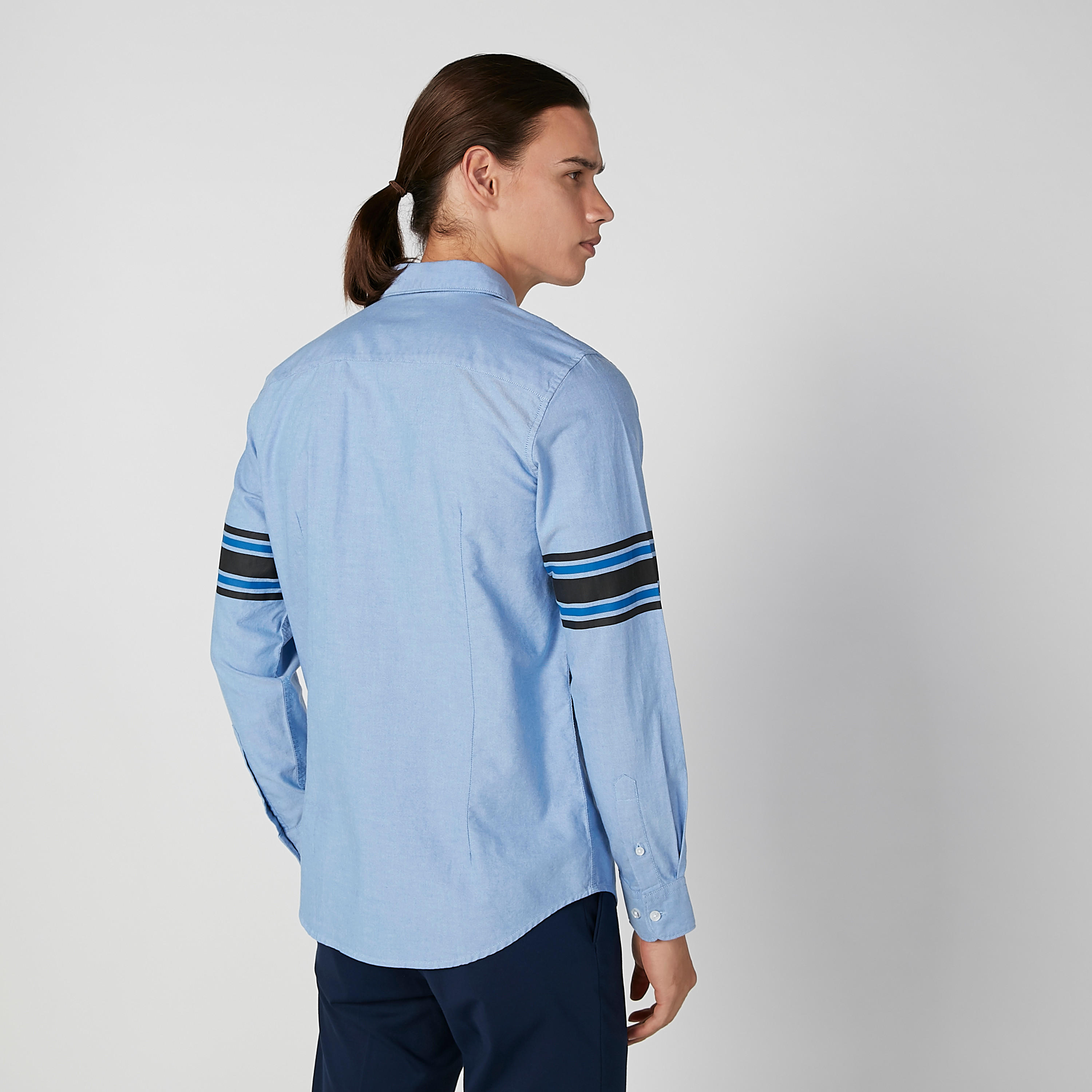 قميص سادة مقلّم بياقة عاديّة وأكمام طويلة-men-clothing-shirts-image-5