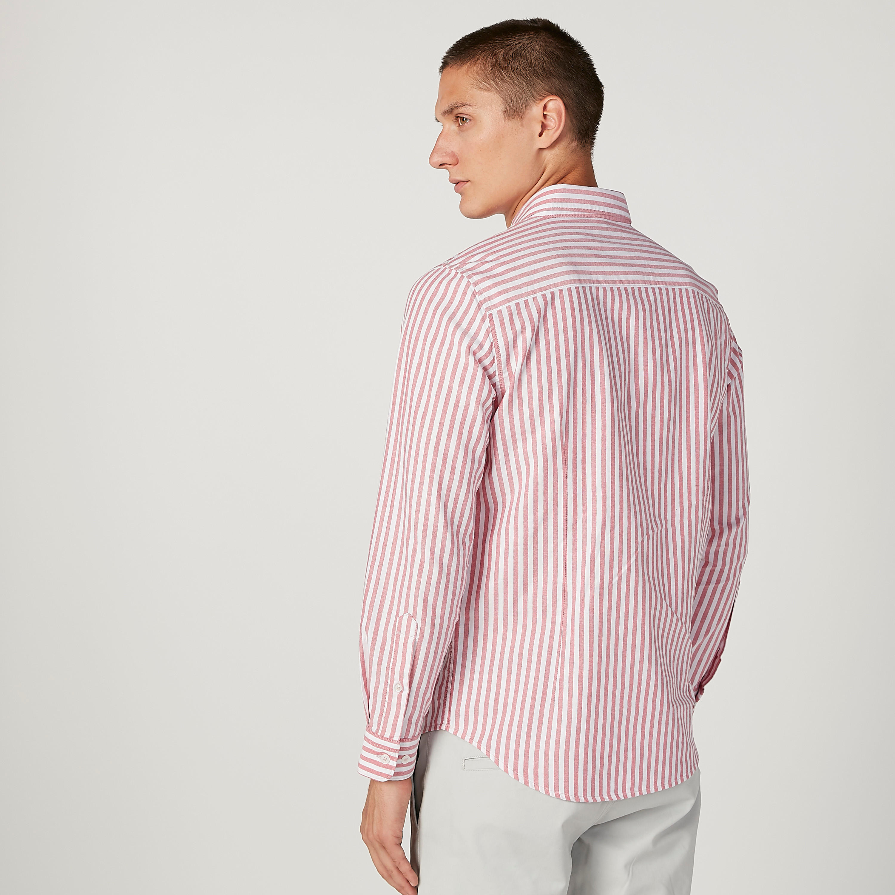 قميص مستدام سليم مخطط بأكمام طويلة وياقة عادية -men-clothing-shirts-image-4
