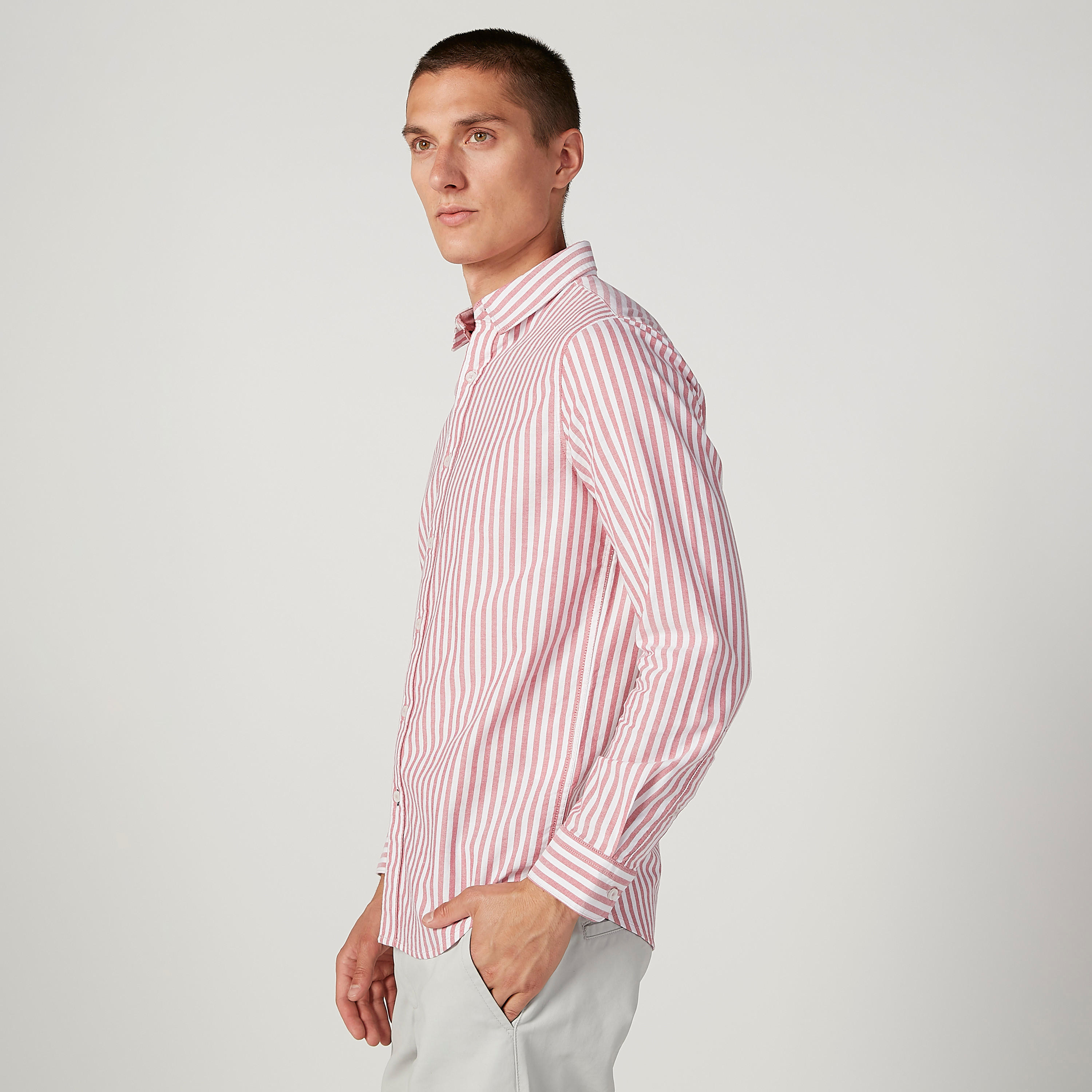 قميص مستدام سليم مخطط بأكمام طويلة وياقة عادية -men-clothing-shirts-image-5