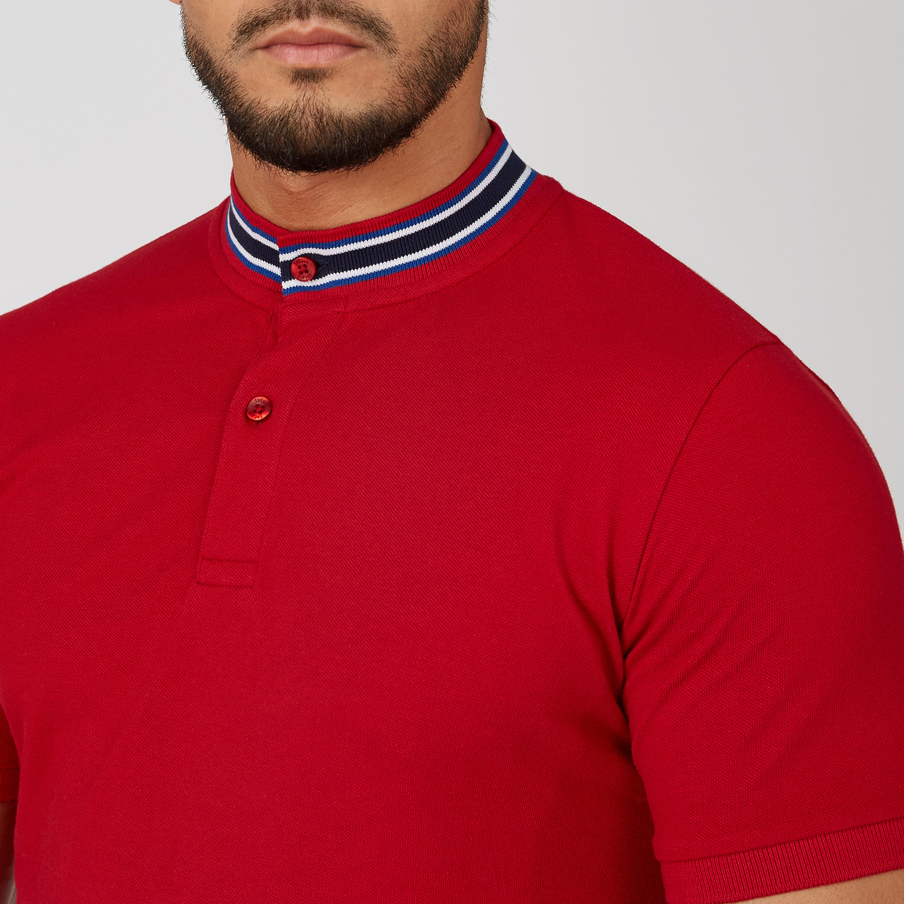 قميص مستدام سليم سادة بياقة ماندارين -men-clothing-tshirtsandpolos-polos-image-4