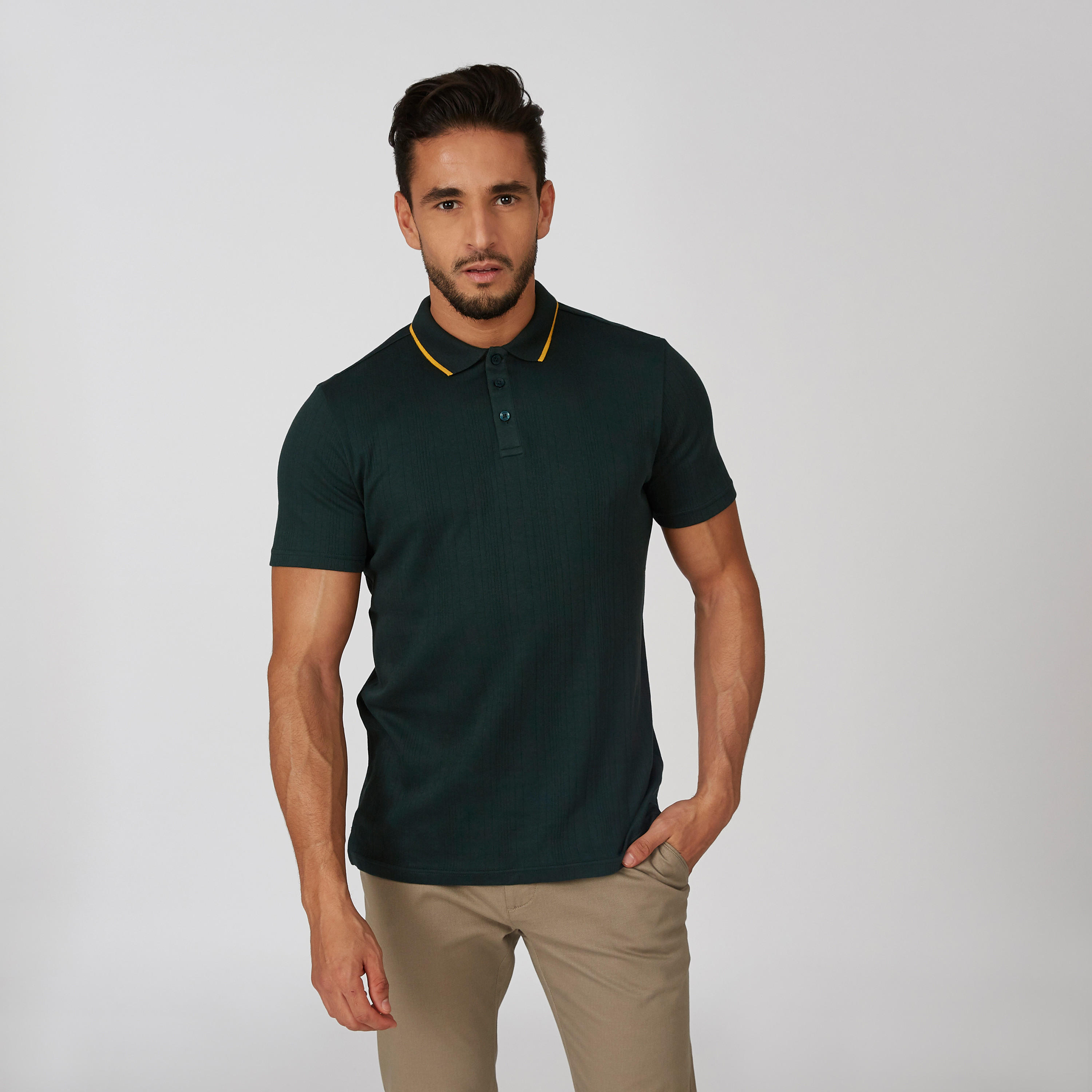 تيشيرت مستدام بولو سليم بارز الملمس -men-clothing-tshirtsandpolos-polos-image-1