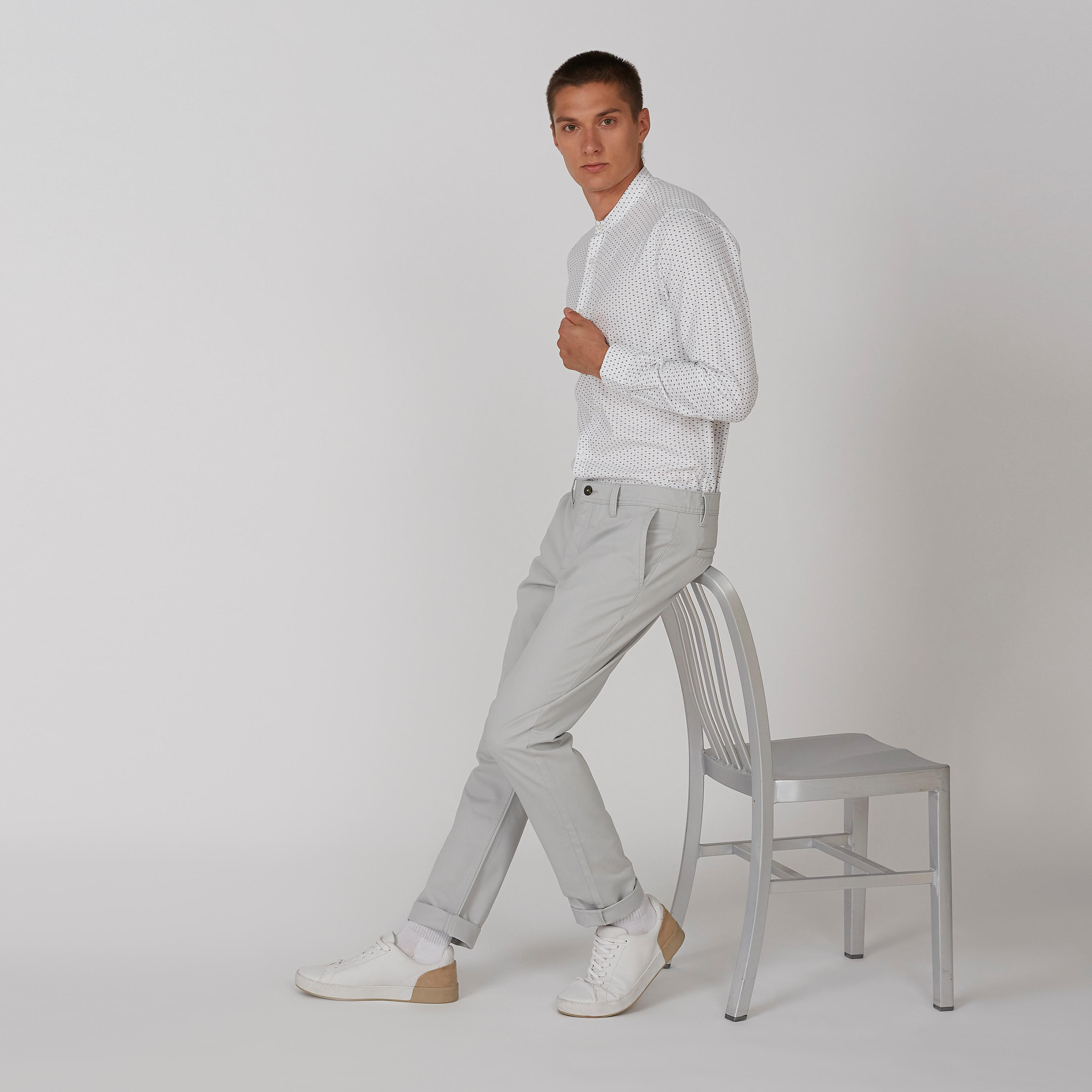 Sustainable Slim Fit Printed Shirt with Mandarin Collar-men-clothing-shirts-image-2