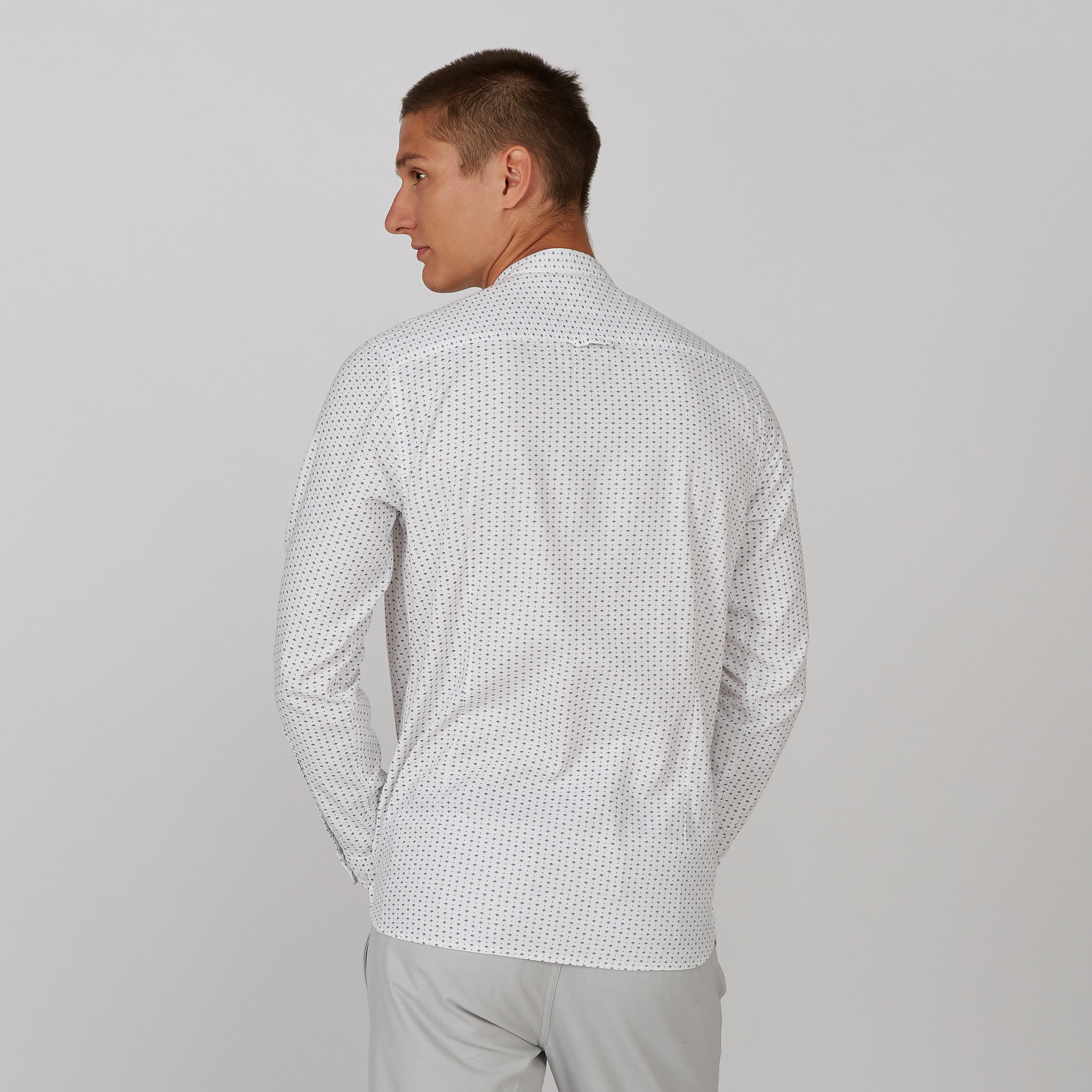 Sustainable Slim Fit Printed Shirt with Mandarin Collar-men-clothing-shirts-image-3
