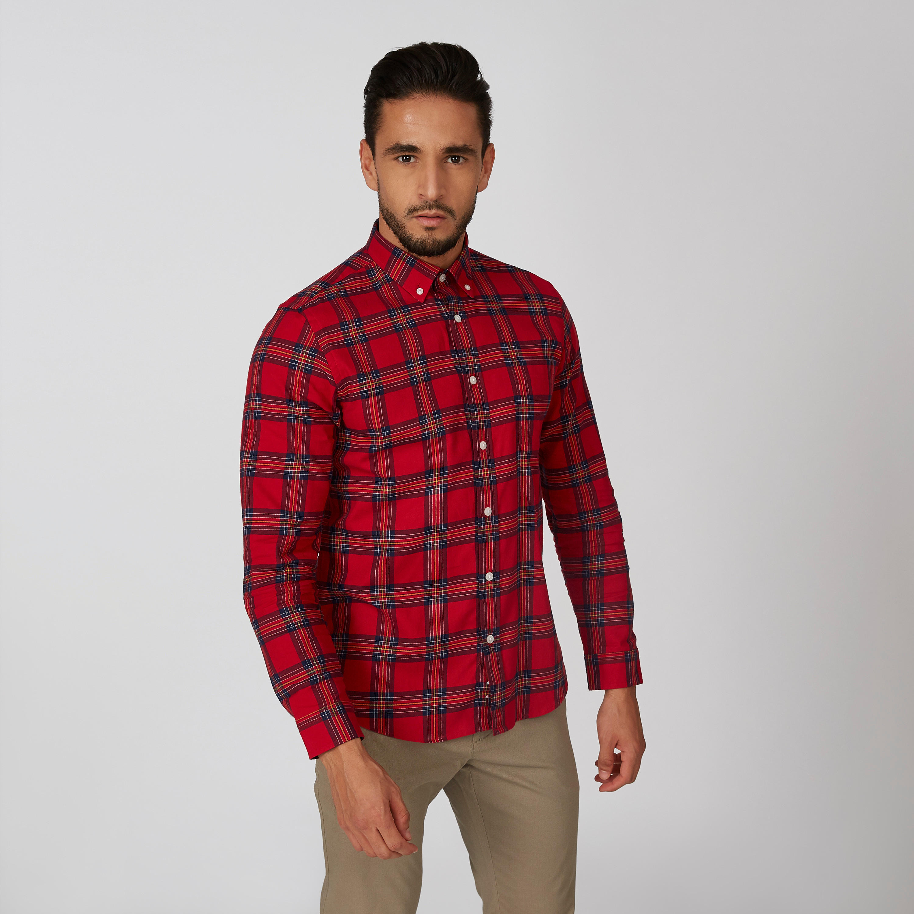 Sustainable Slim Fit Chequered Shirt with Long Sleeves-men-clothing-shirts-image-1