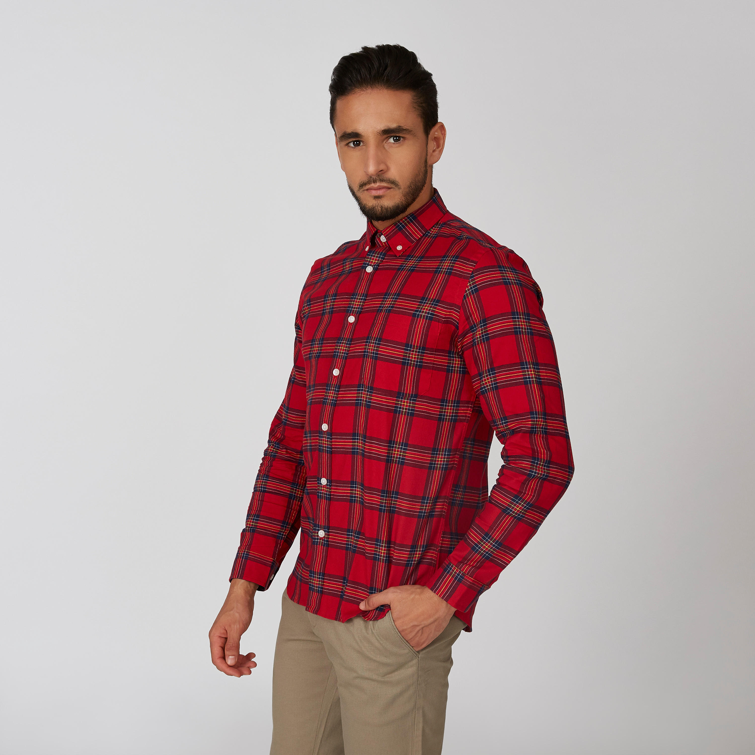 Sustainable Slim Fit Chequered Shirt with Long Sleeves-men-clothing-shirts-image-2