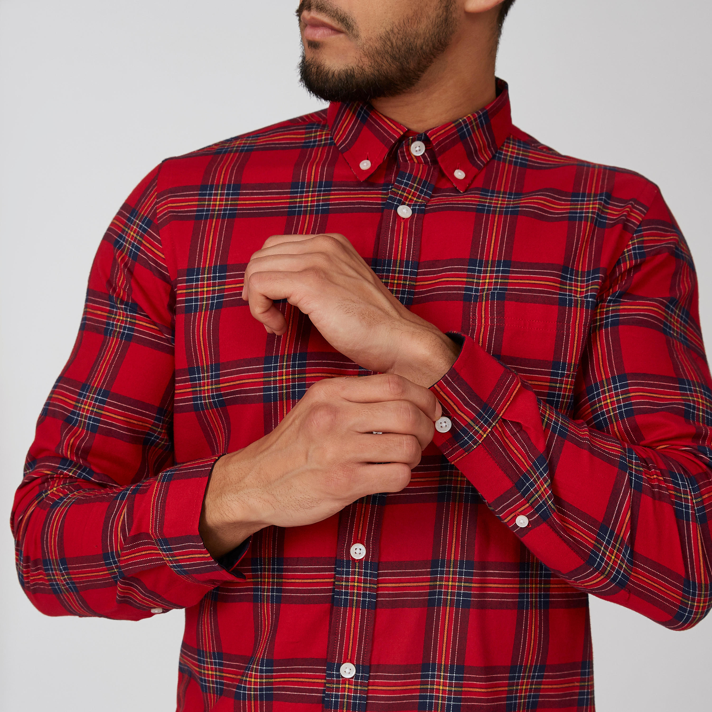 Sustainable Slim Fit Chequered Shirt with Long Sleeves-men-clothing-shirts-image-4