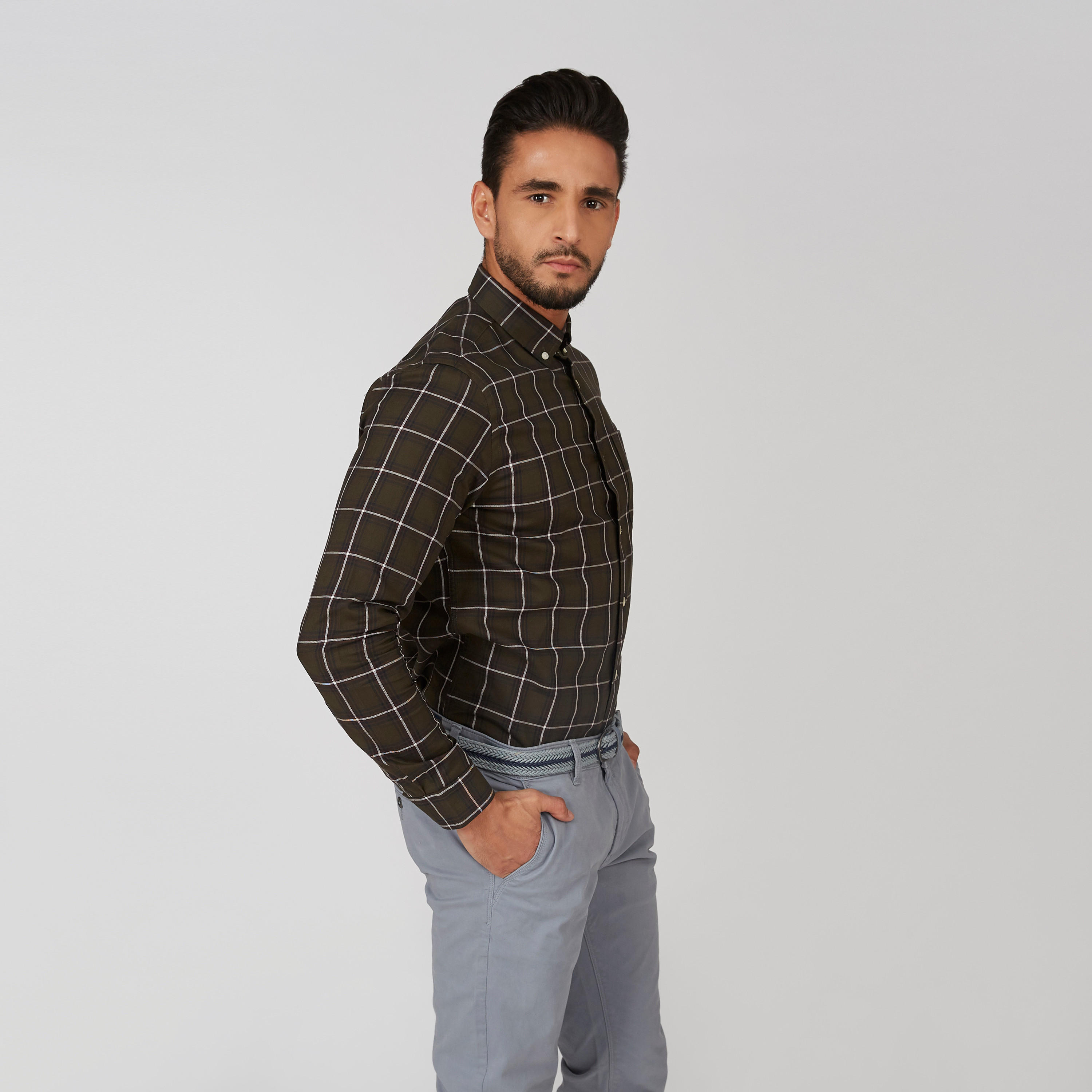 قميص مستدام سليم كاروهات بأكمام طويلة -men-clothing-shirts-image-4
