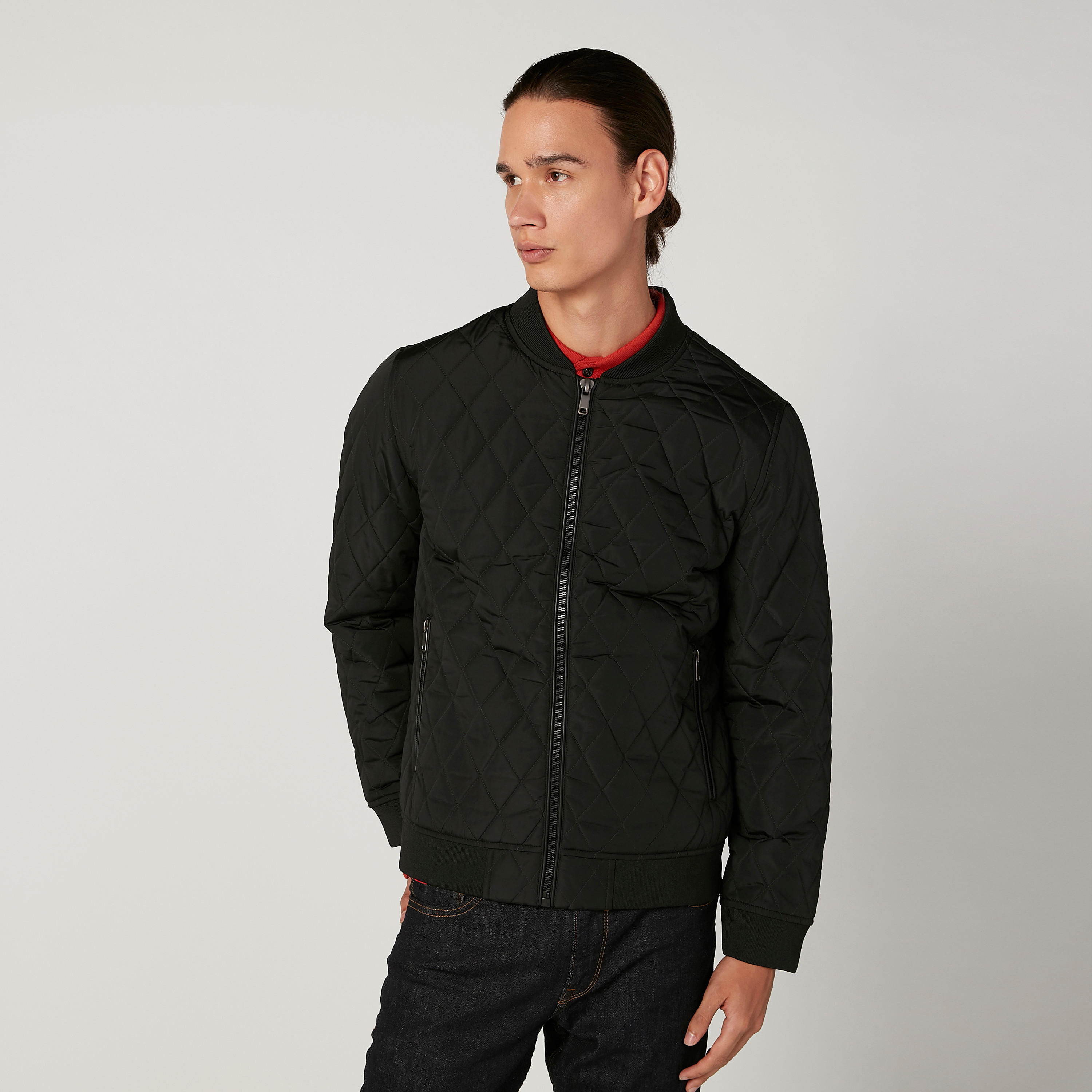 جاكيت بومبر بارز الملمس بأكمام طويلة وتفاصيل جيوب-men-clothing-jacketsandblazers-jackets-image-1