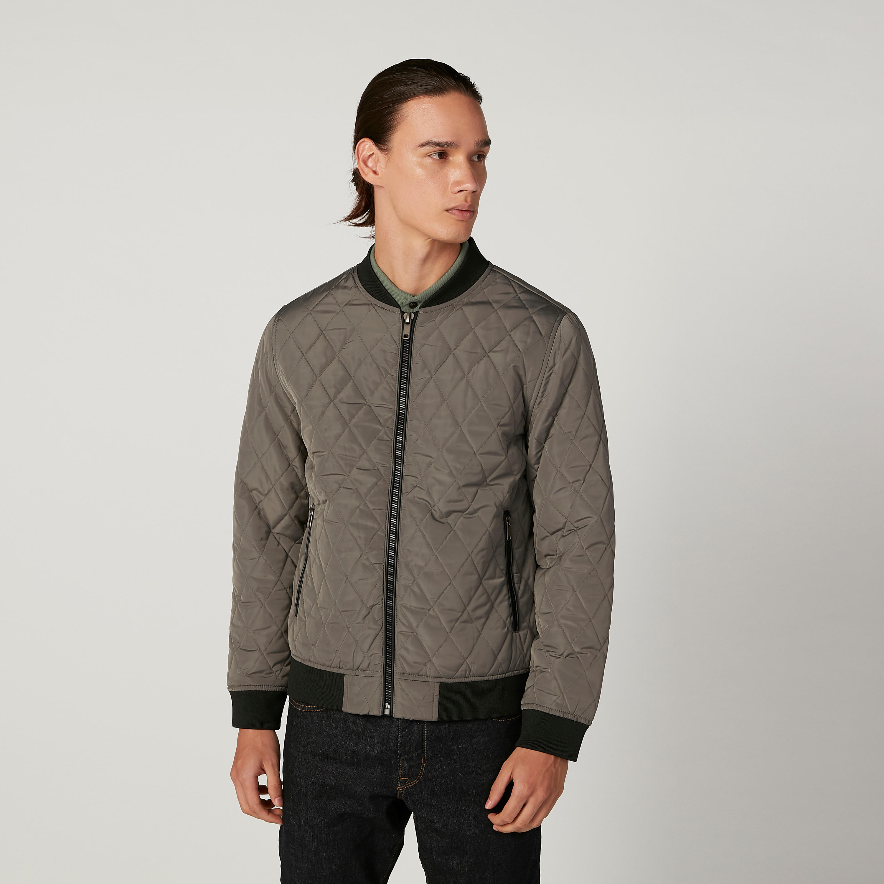جاكيت بومبر بارز الملمس بأكمام طويلة وسحّاب إغلاق-men-clothing-jacketsandblazers-jackets-image-1