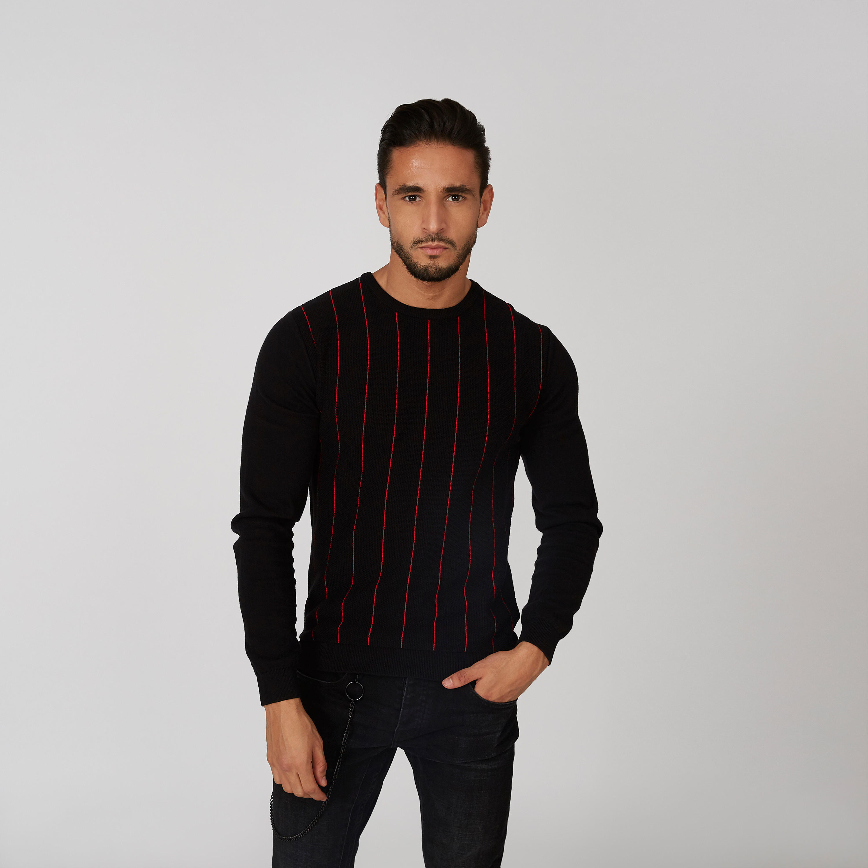 سويتر مستدام مقلّم بقصّة سليم وياقة ضيقة وأكمام طويلة -men-clothing-sweatersandpullovers-image-6