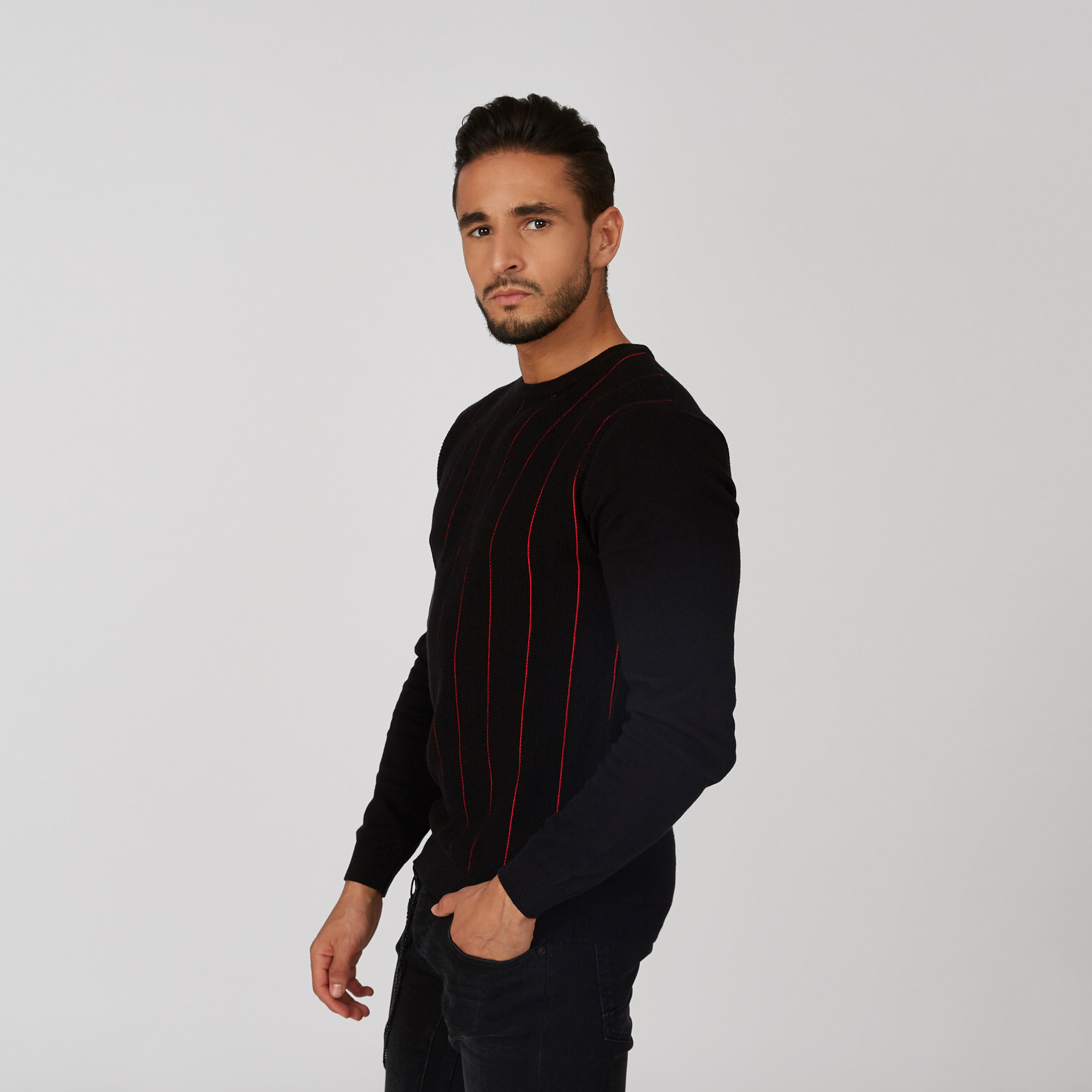 سويتر مستدام مقلّم بقصّة سليم وياقة ضيقة وأكمام طويلة -men-clothing-sweatersandpullovers-image-8