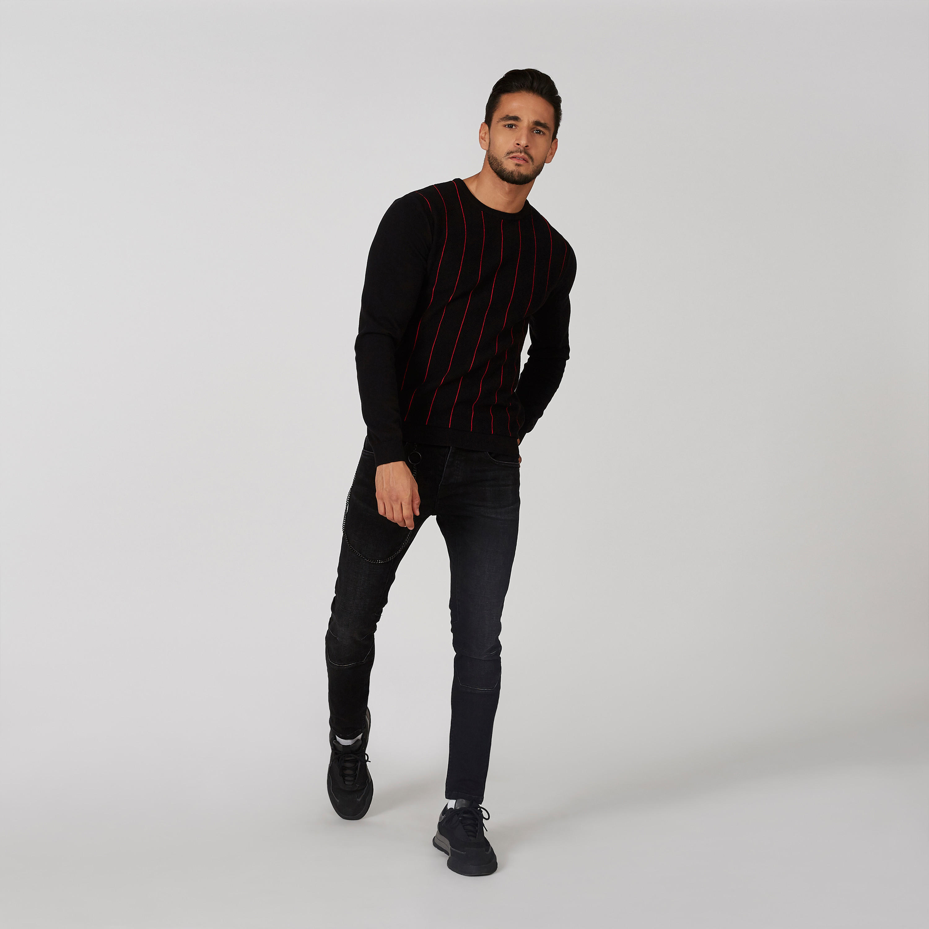 سويتر مستدام مقلّم بقصّة سليم وياقة ضيقة وأكمام طويلة -men-clothing-sweatersandpullovers-image-10