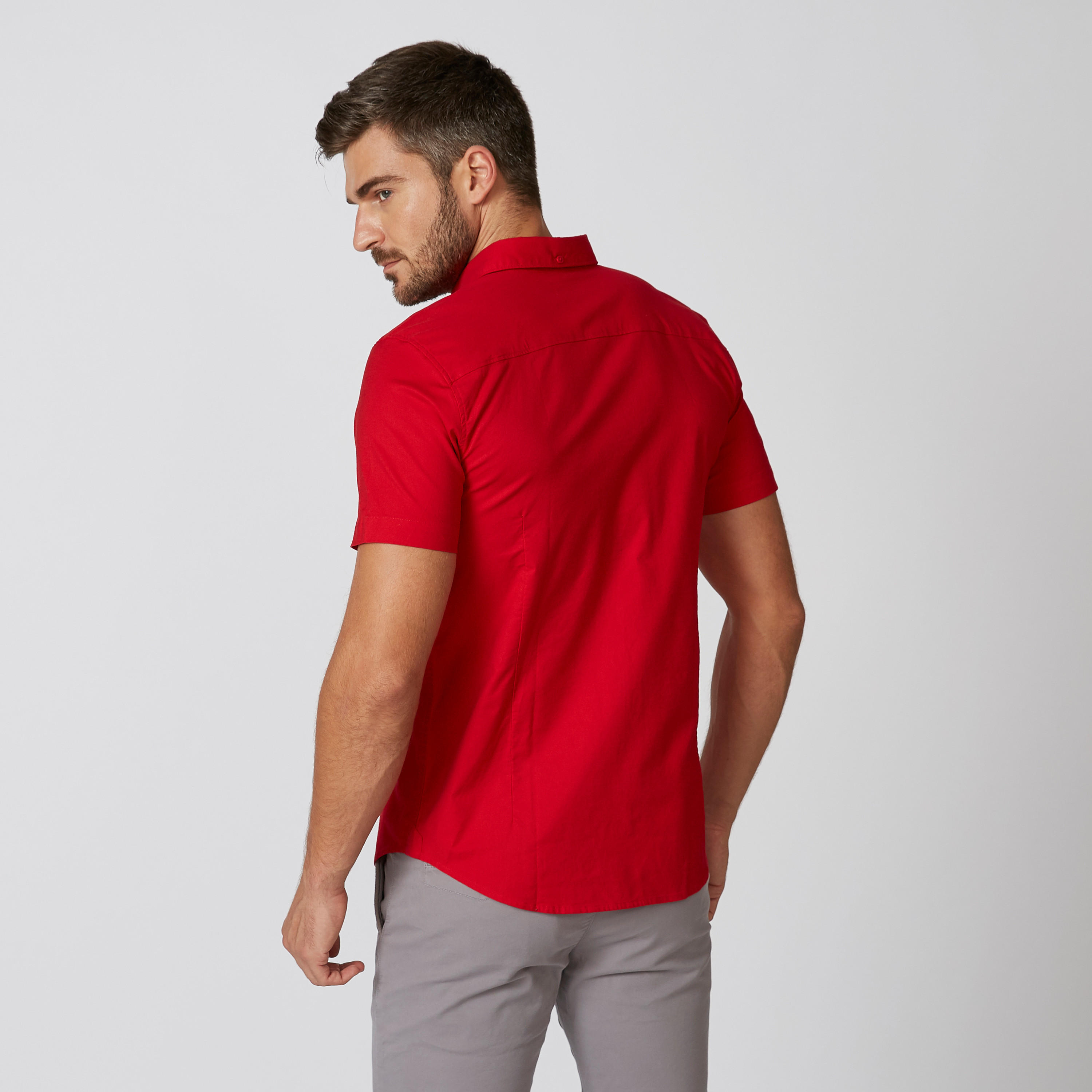 قميص سادة بياقة عاديّة وأكمام قصيرة-men-clothing-shirts-image-4