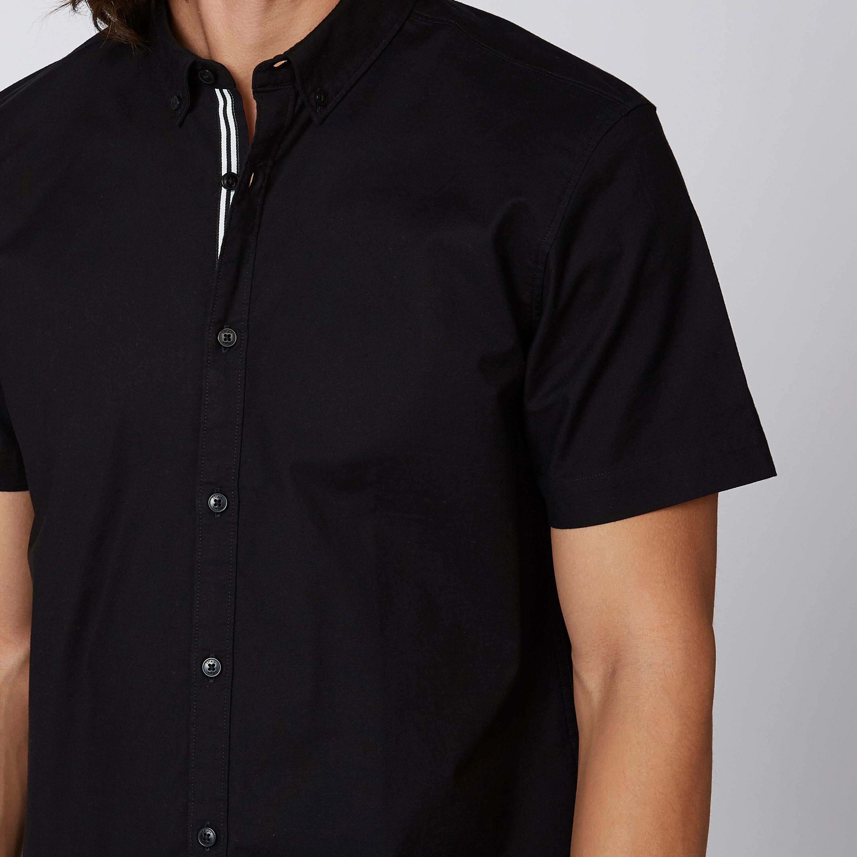 Plain Shirt with Spread Collar and Short Sleeves-men-clothing-shirts-image-4