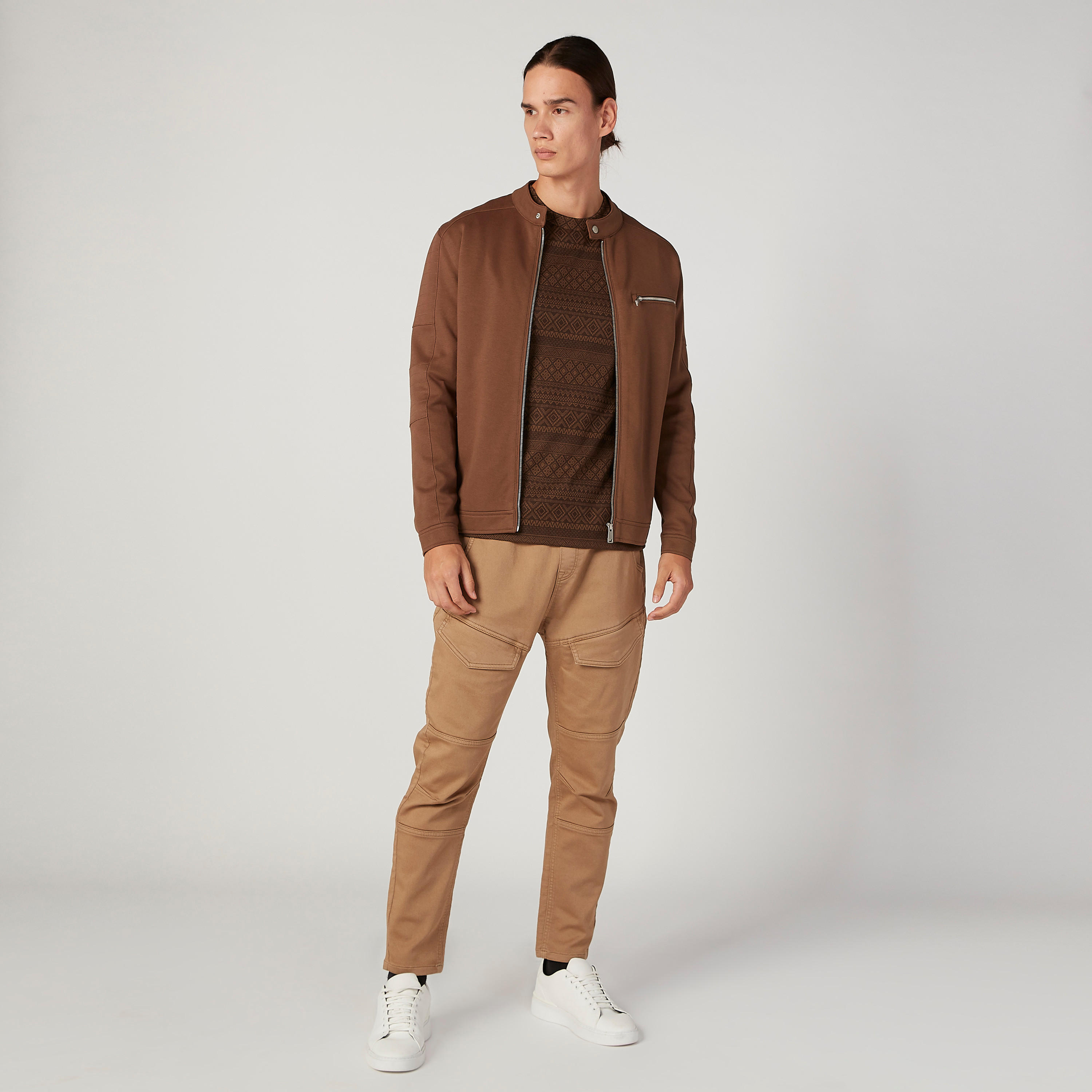 Textured Mandarin Collared Jacket with Front Zip Closure-men-clothing-jacketsandblazers-jackets-image-2