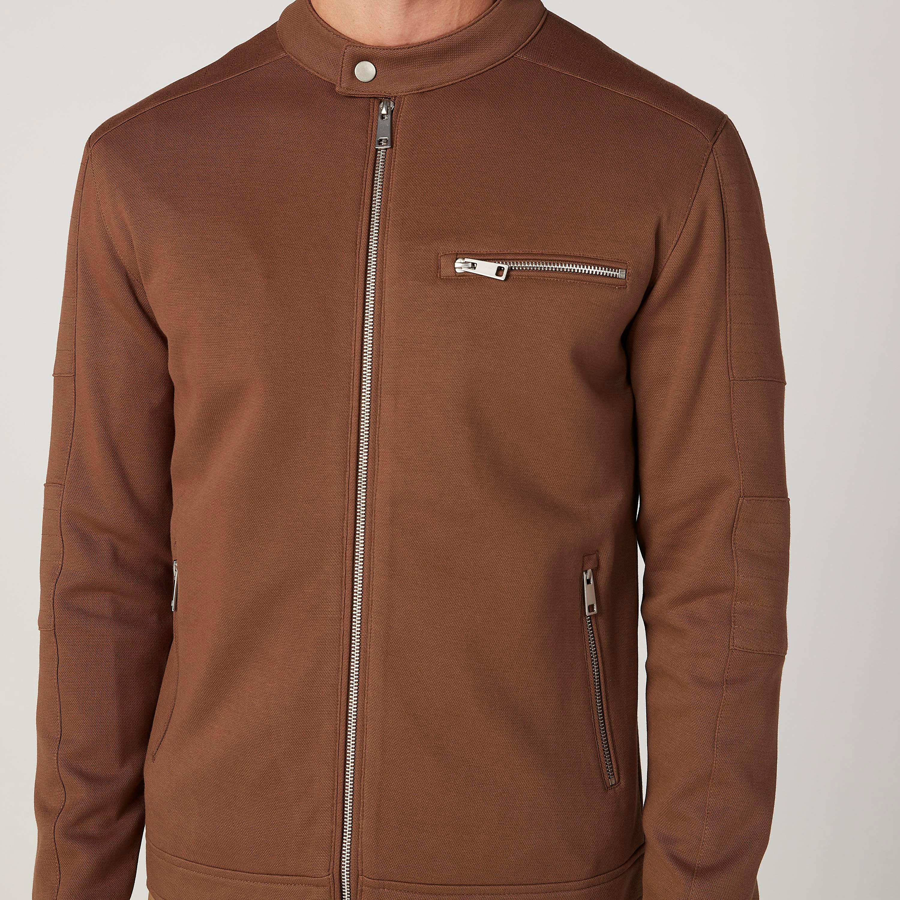 Textured Mandarin Collared Jacket with Front Zip Closure-men-clothing-jacketsandblazers-jackets-image-3