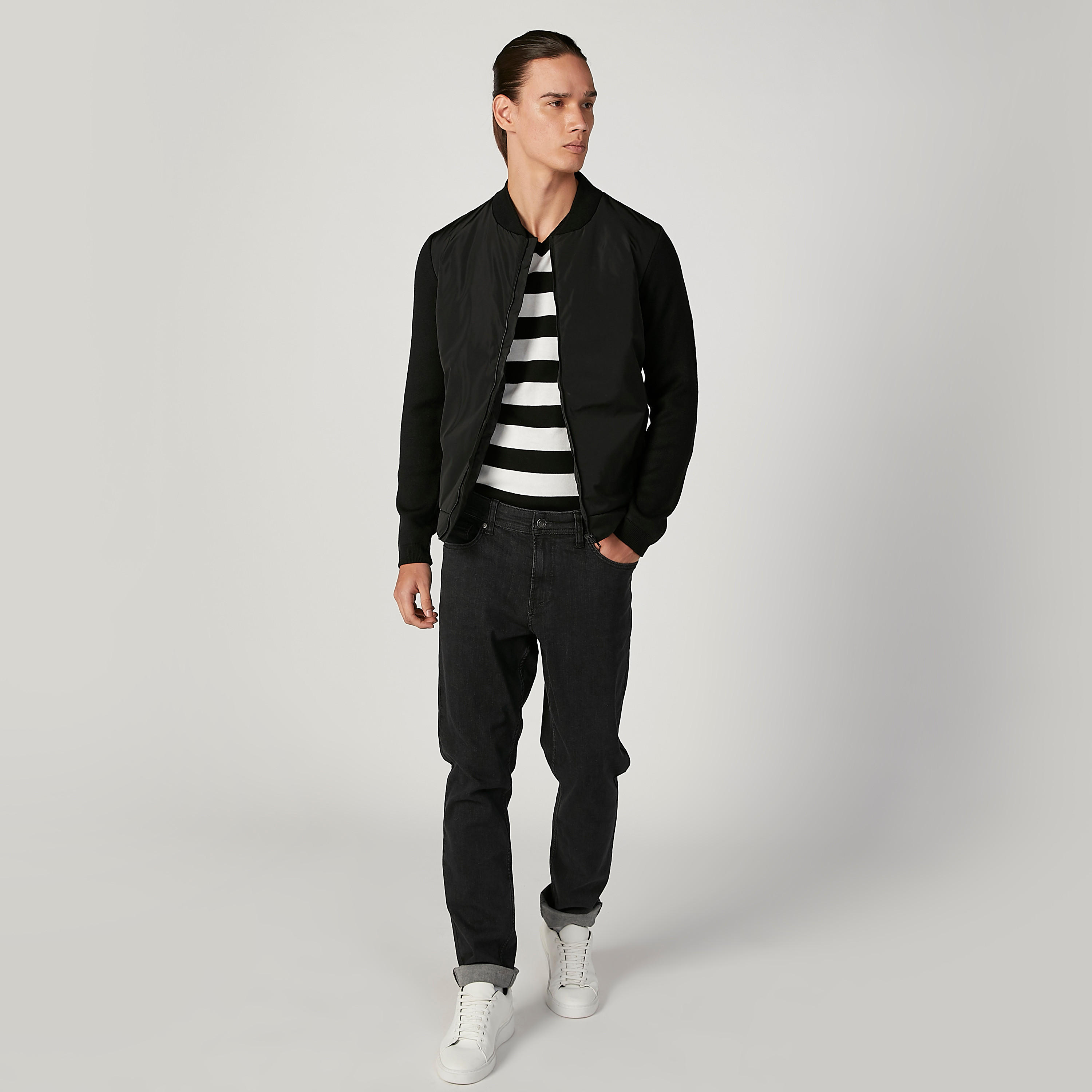 Plain Bomber Jacket with Long Sleeves and Pocket Detail-men-clothing-jacketsandblazers-jackets-image-2