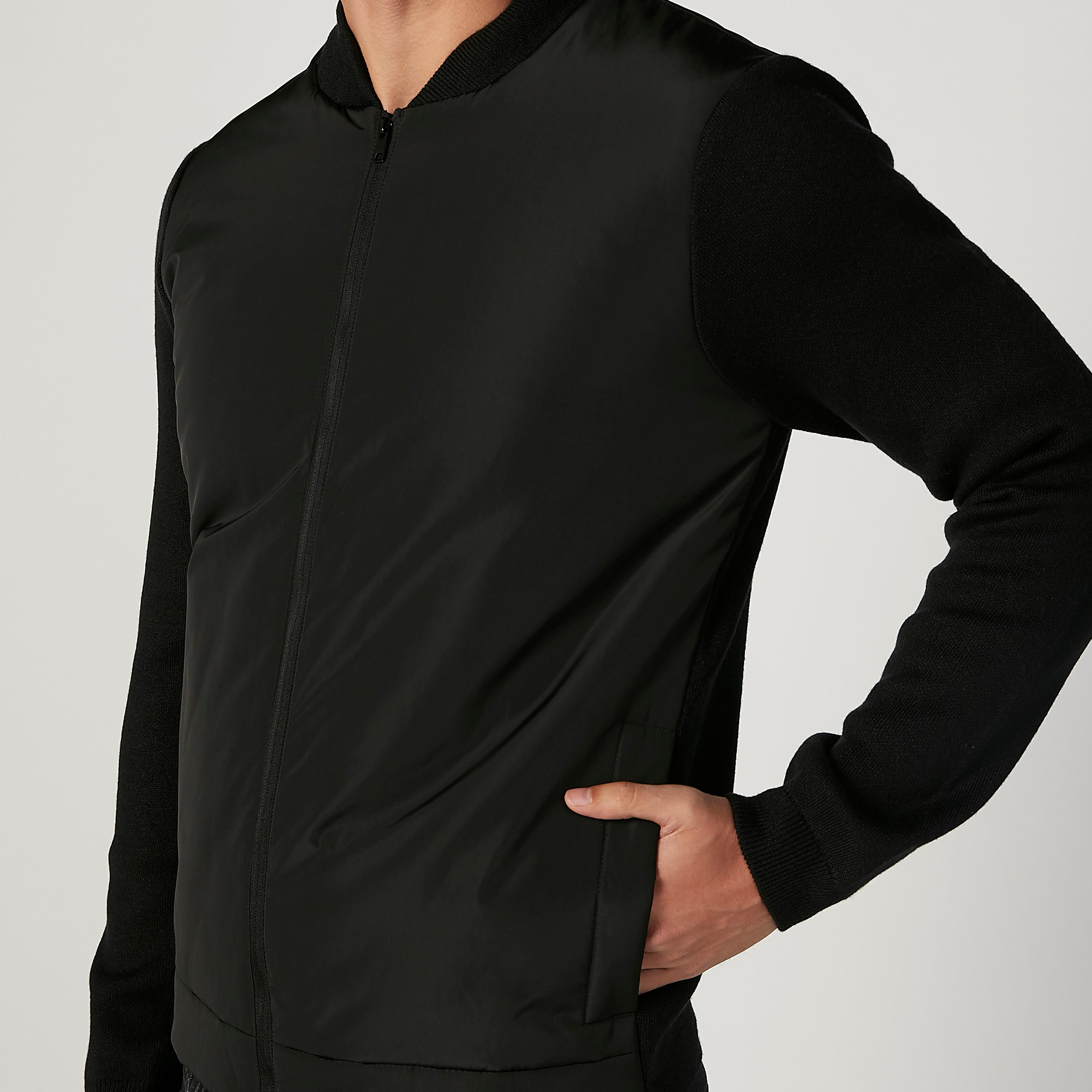 Plain Bomber Jacket with Long Sleeves and Pocket Detail-men-clothing-jacketsandblazers-jackets-image-3