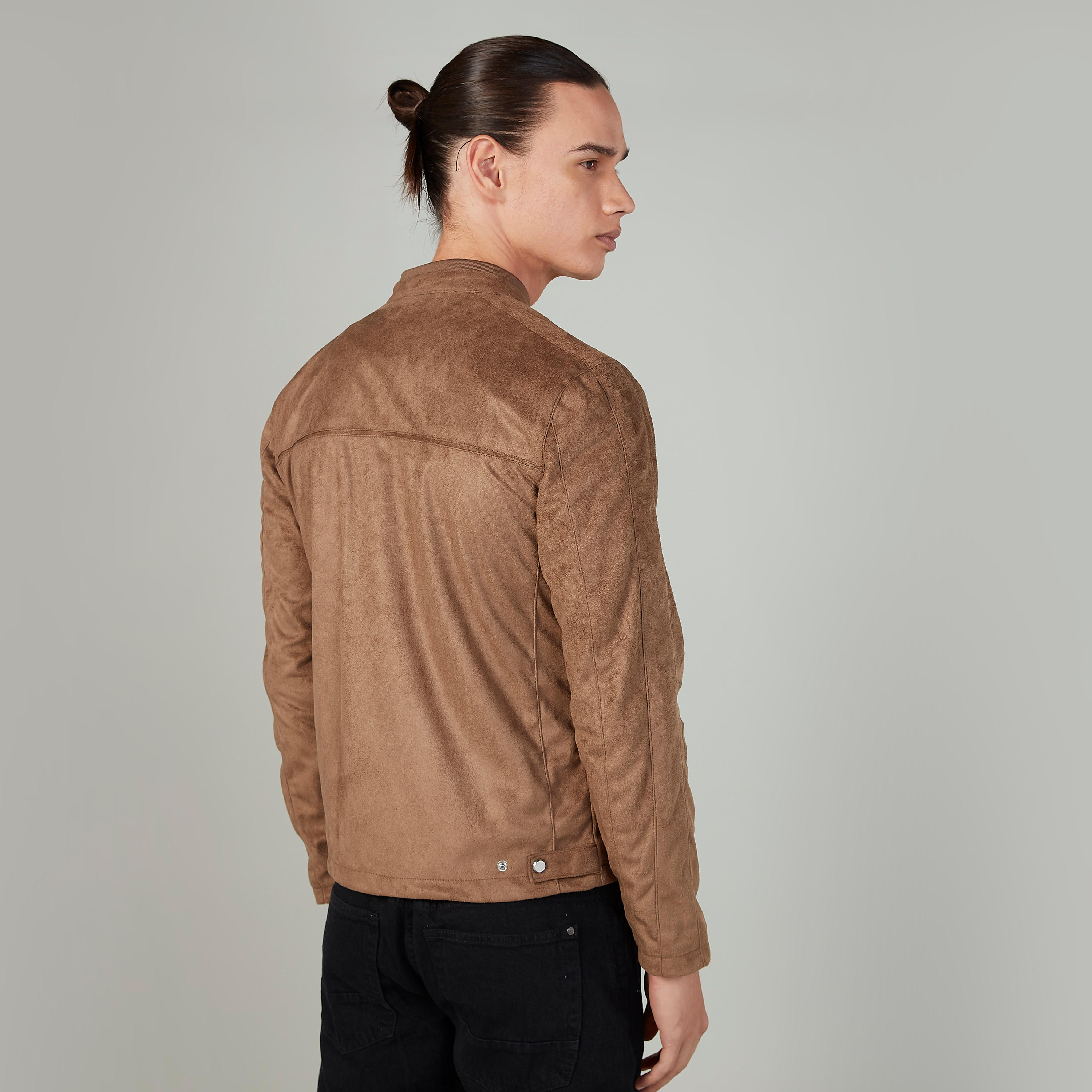 Sustainable Textured Bomber Jacket with Long Sleeves and Pockets-men-clothing-jacketsandblazers-jackets-image-4