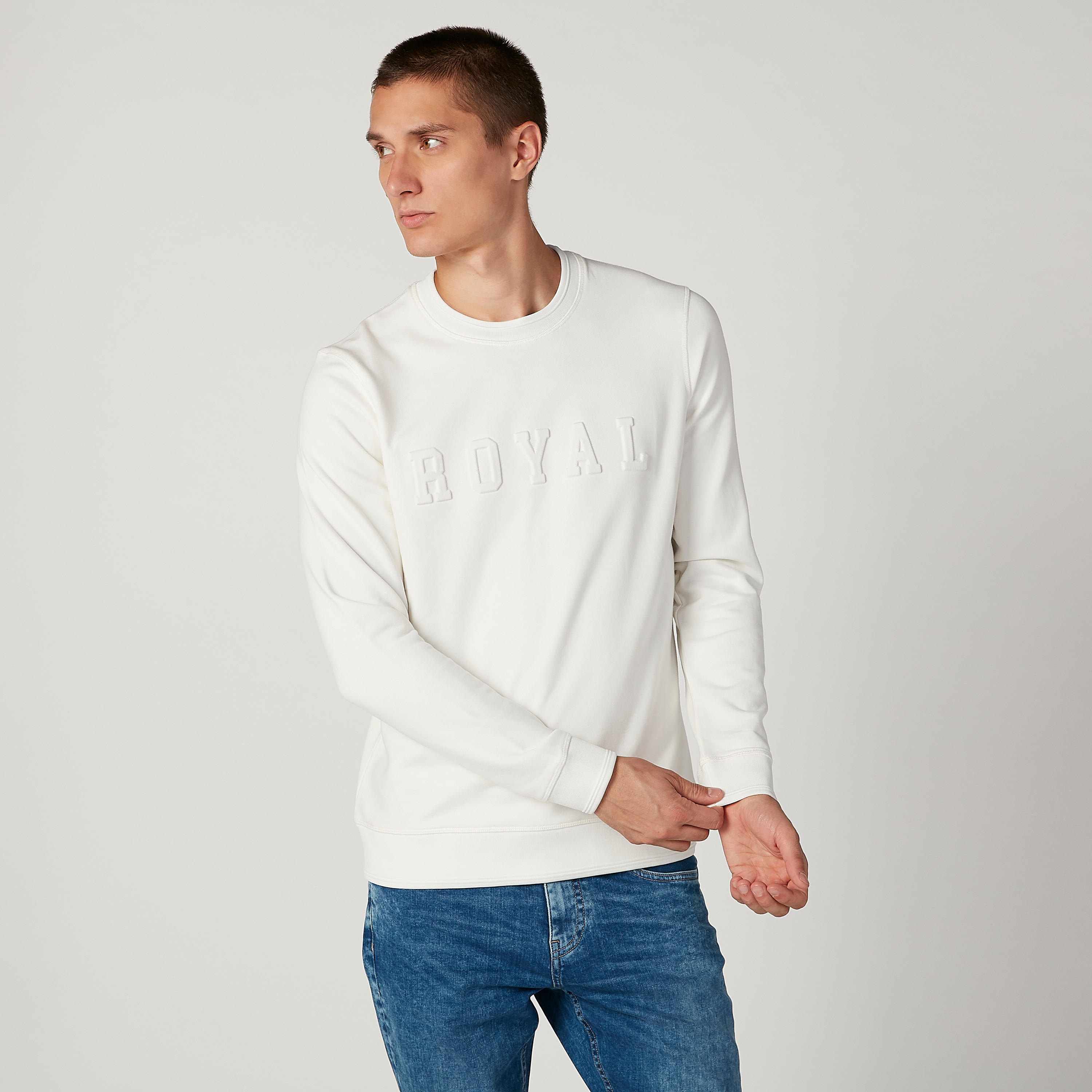 Sustainable Embossed Detail Sweatshirt with Long Sleeves-men-winterwear-hoodiesandsweatshirts-image-1