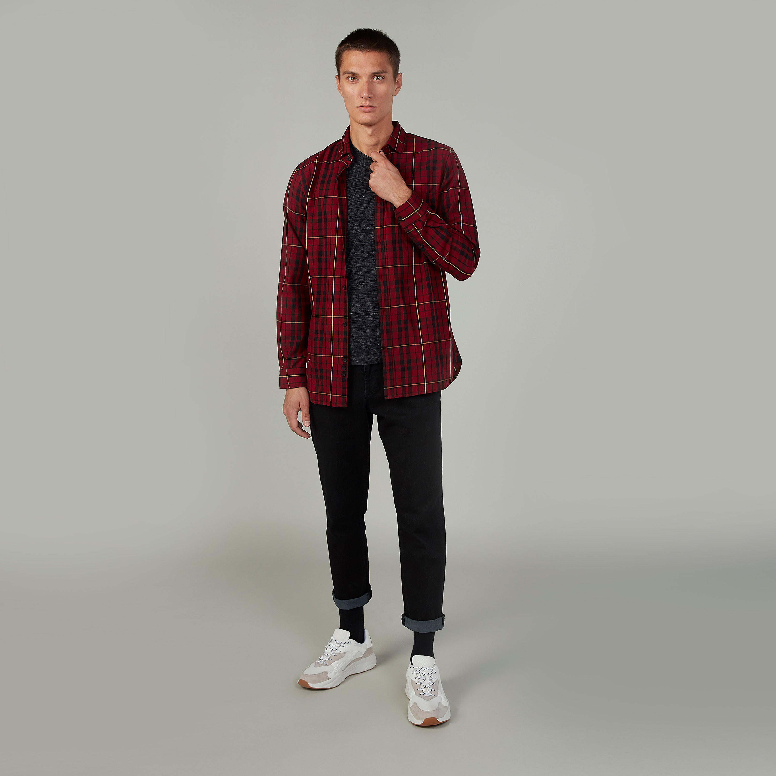 قميص مستدام سليم كاروهات بأكمام طويلة -men-clothing-shirts-image-2
