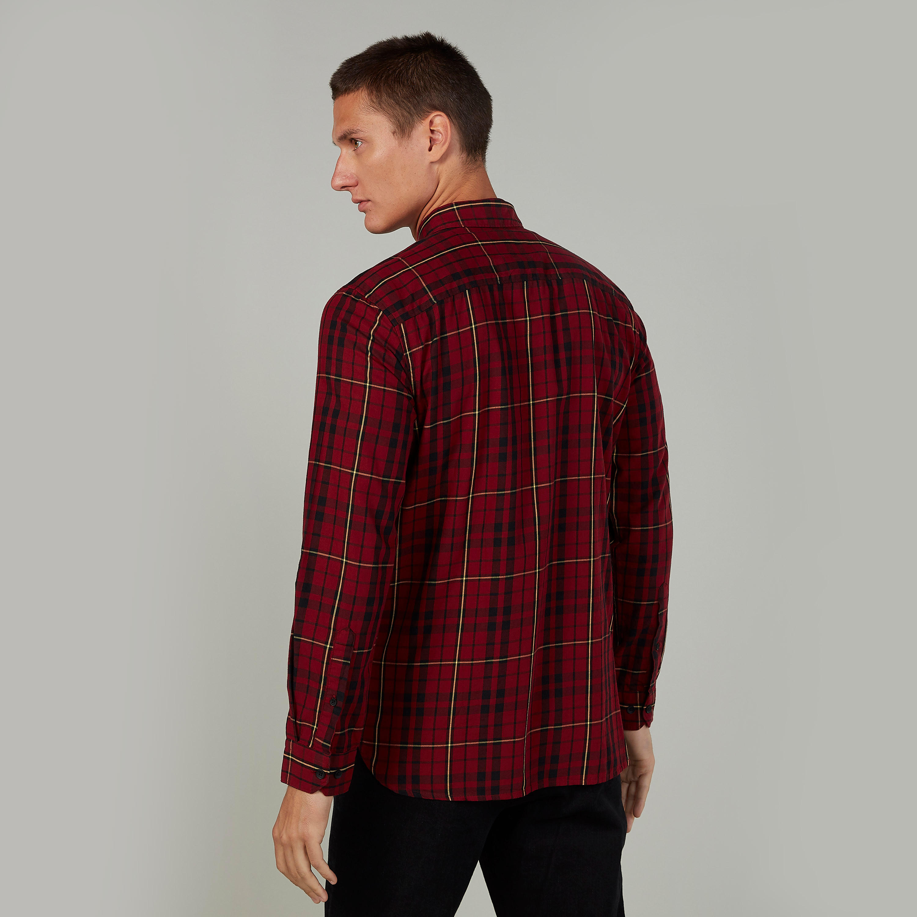 قميص مستدام سليم كاروهات بأكمام طويلة -men-clothing-shirts-image-4