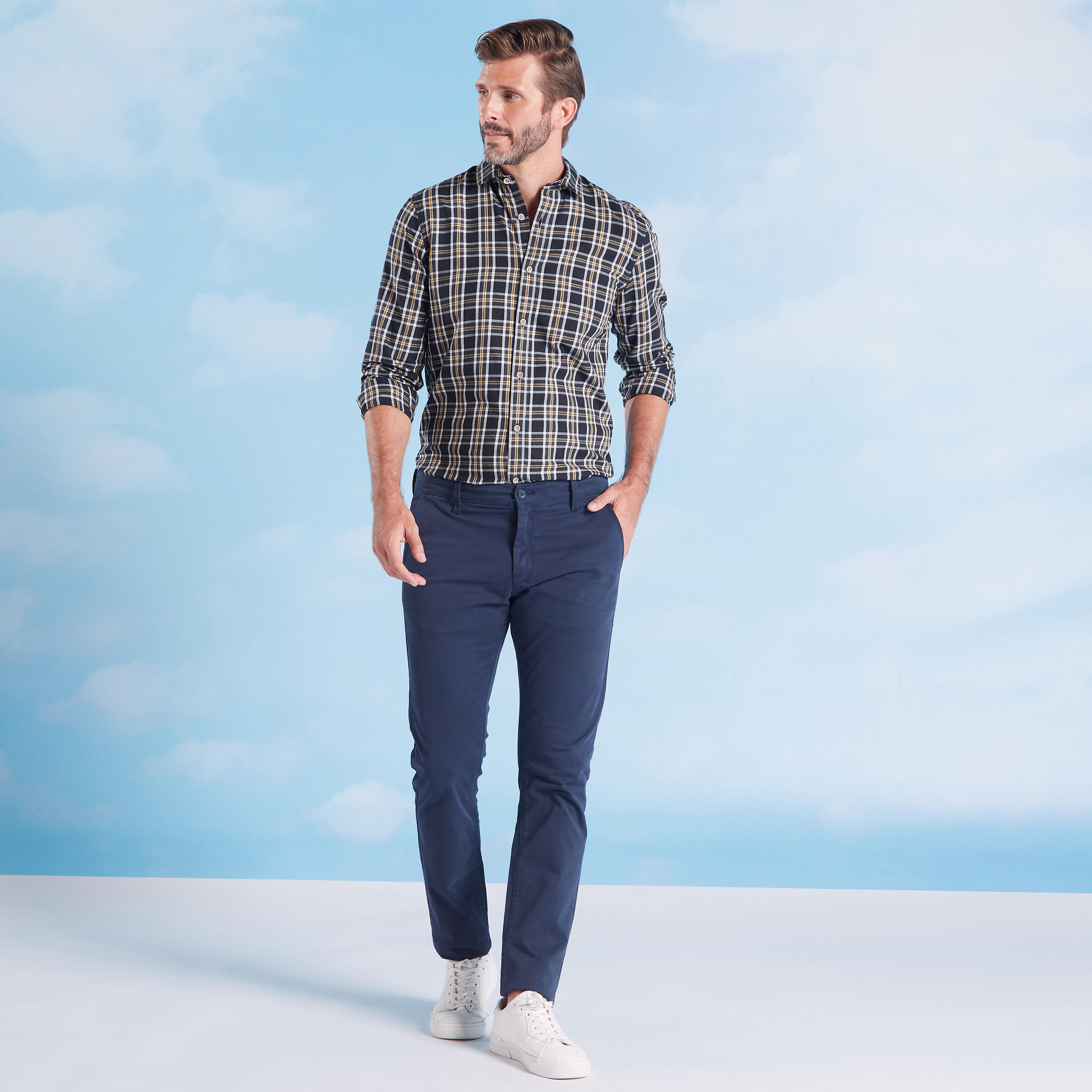 قميص مستدام سليم كاروهات بأكمام طويلة  -men-clothing-shirts-image-2