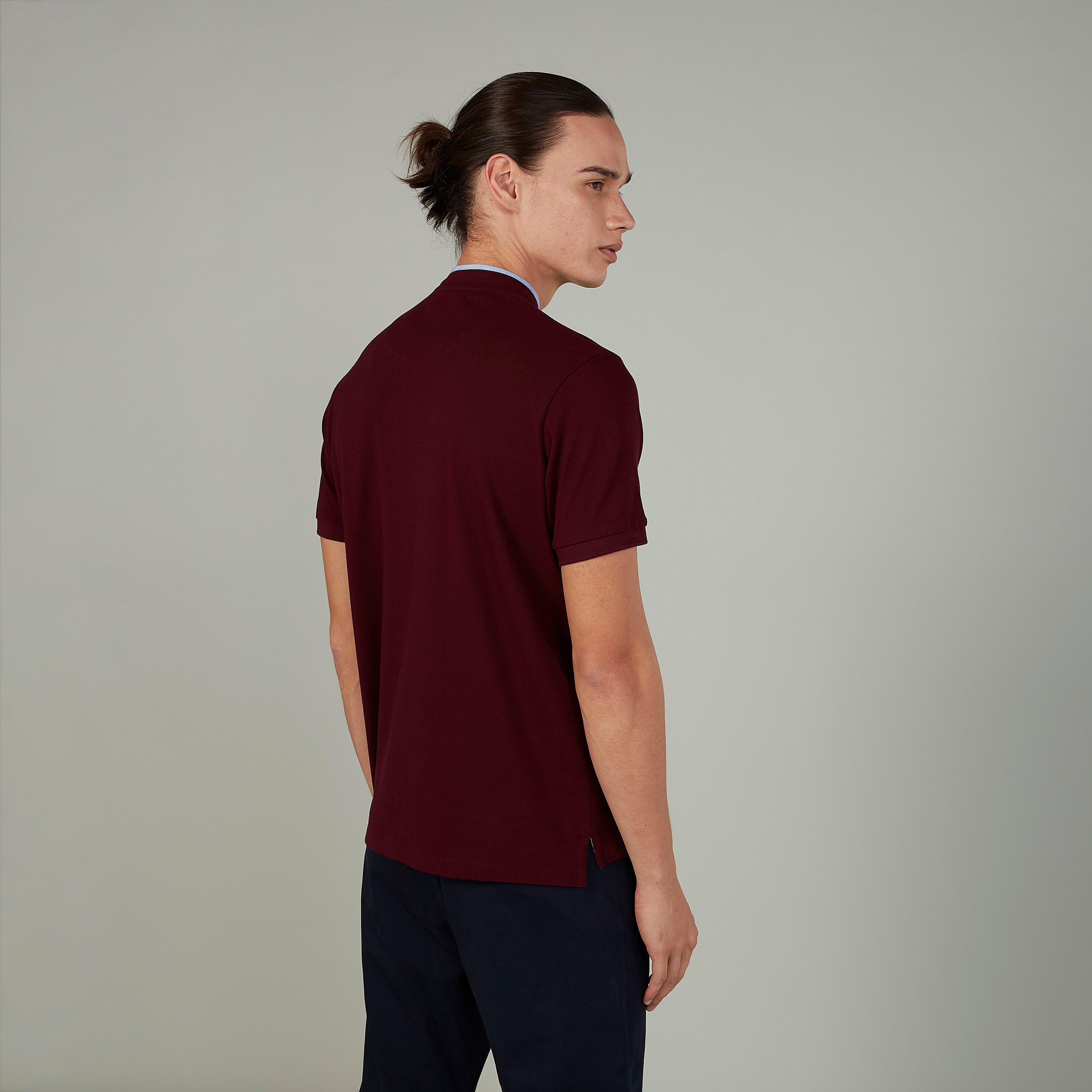 تيشيرت بارز الملمس بياقة ماندراين وأكمام قصيرة-men-clothing-tshirtsandpolos-polos-image-4