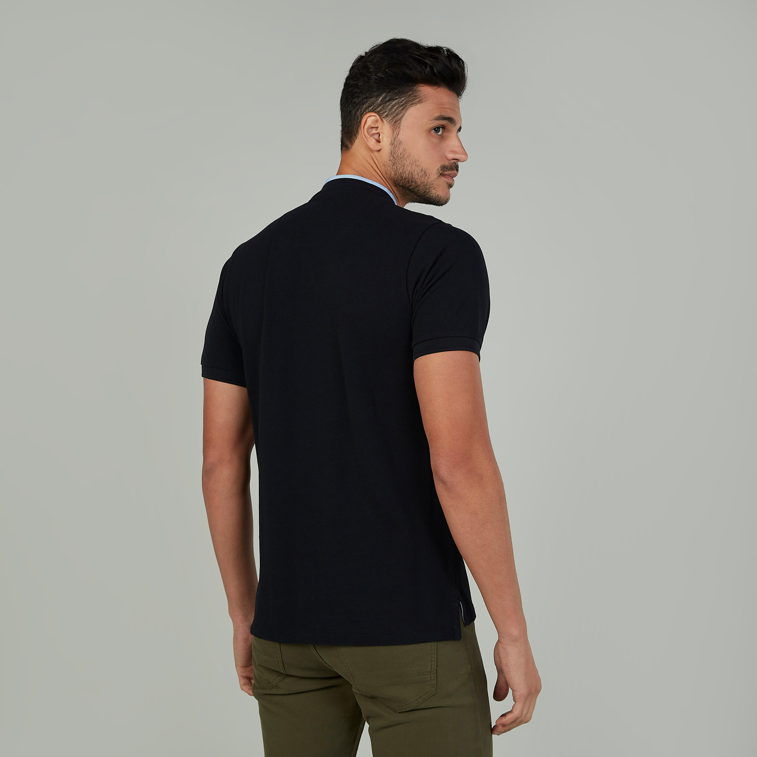 تيشيرت سادة بياقة ماندارين وأكمام قصيرة-men-clothing-tshirtsandpolos-polos-image-4