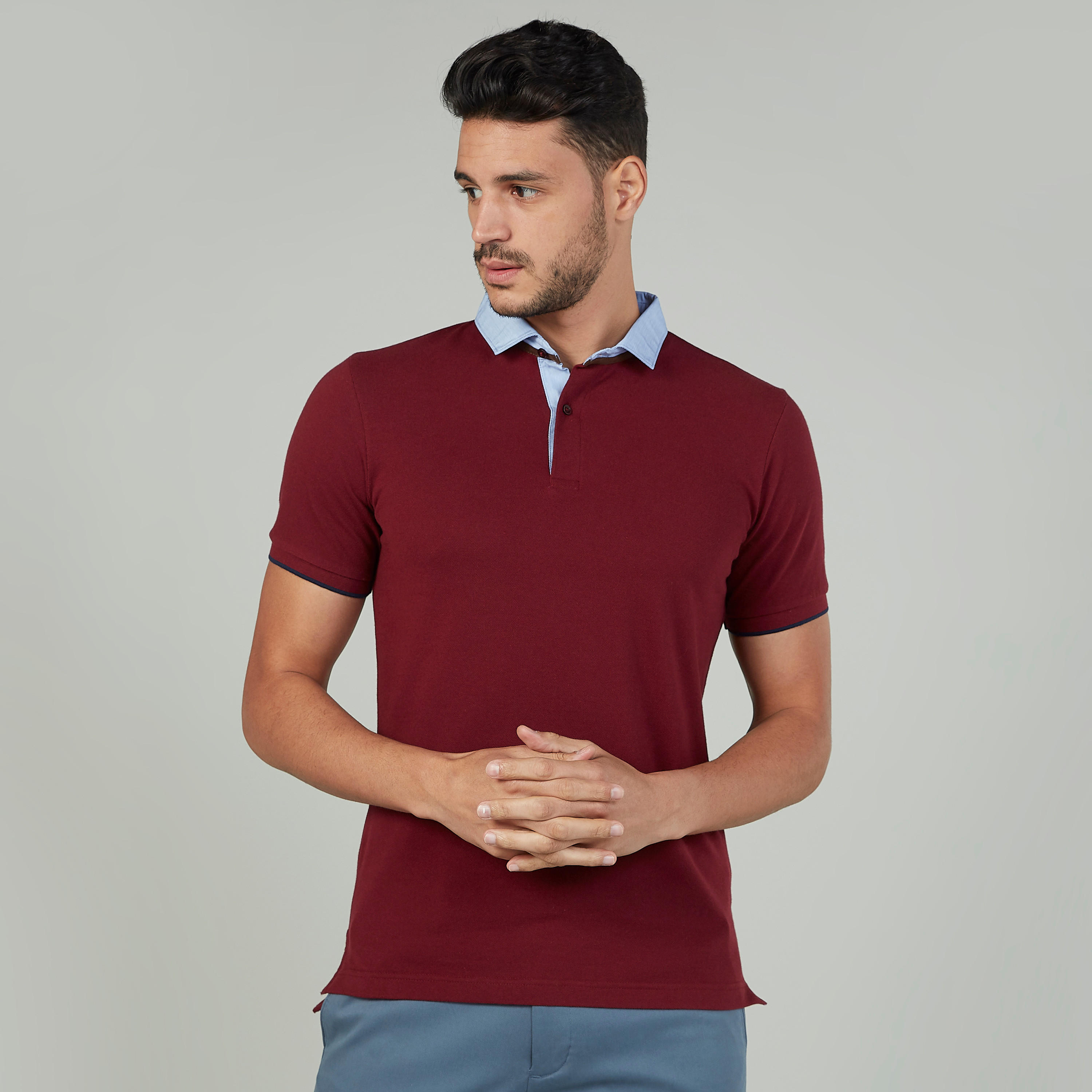 تيشيرت مستدام مقلّم بقصّة سليم وياقة ضيّقة -men-clothing-tshirtsandpolos-polos-image-11