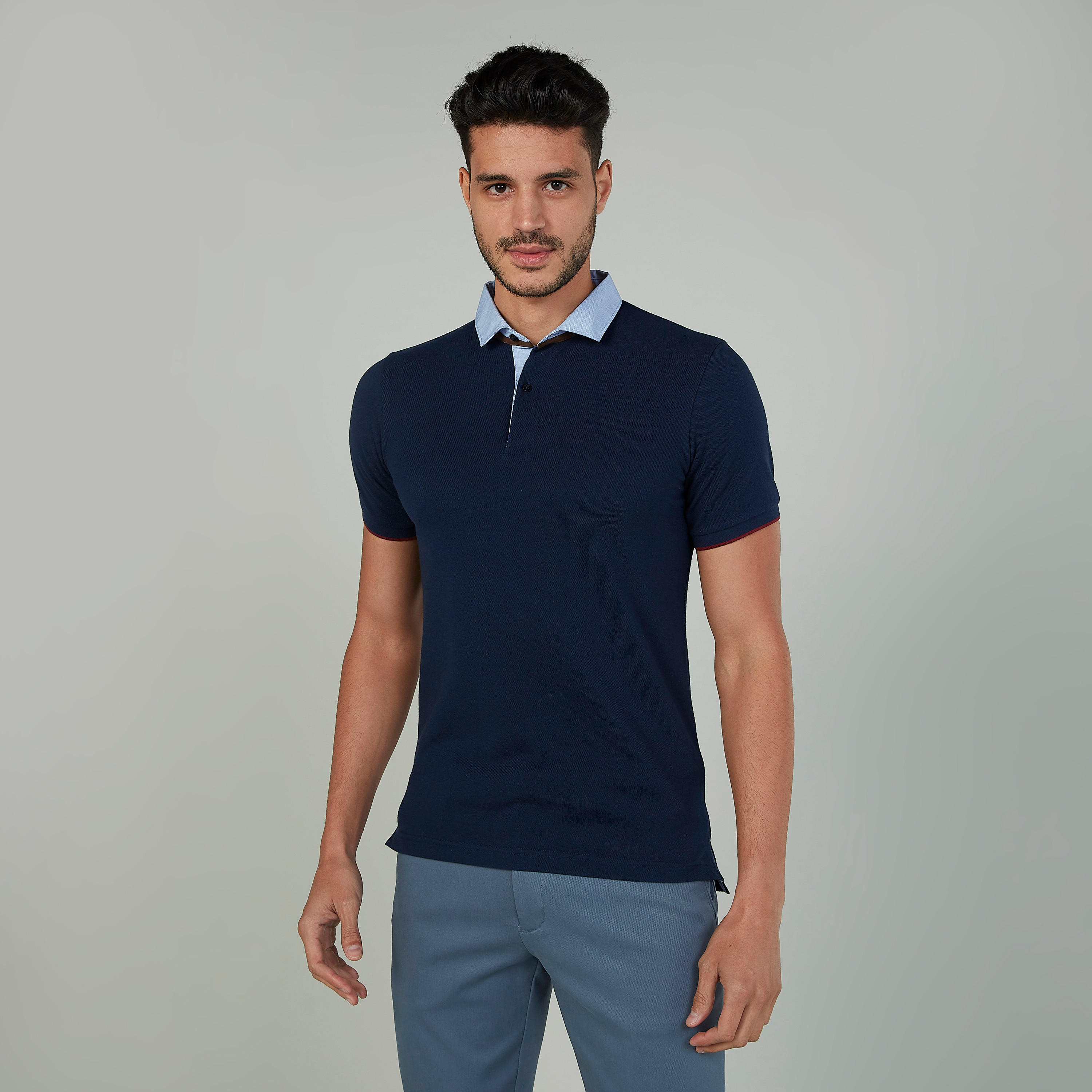 تيشيرت مستدام مقلّم بقصّة سليم وياقة ضيّقة -men-clothing-tshirtsandpolos-polos-image-6