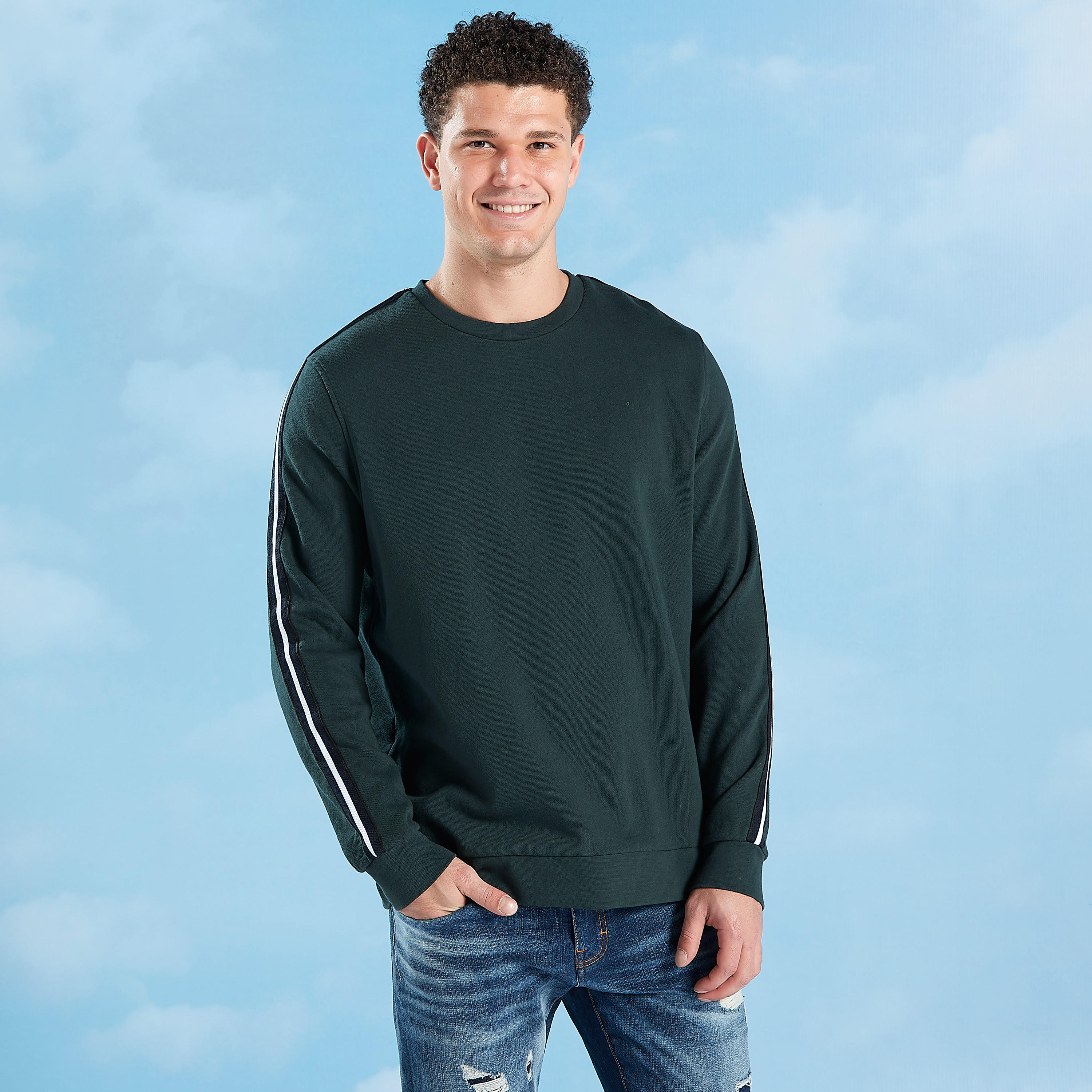 Plain Sweater with Round Neck and Long Sleeves-men-winterwear-hoodiesandsweatshirts-image-1